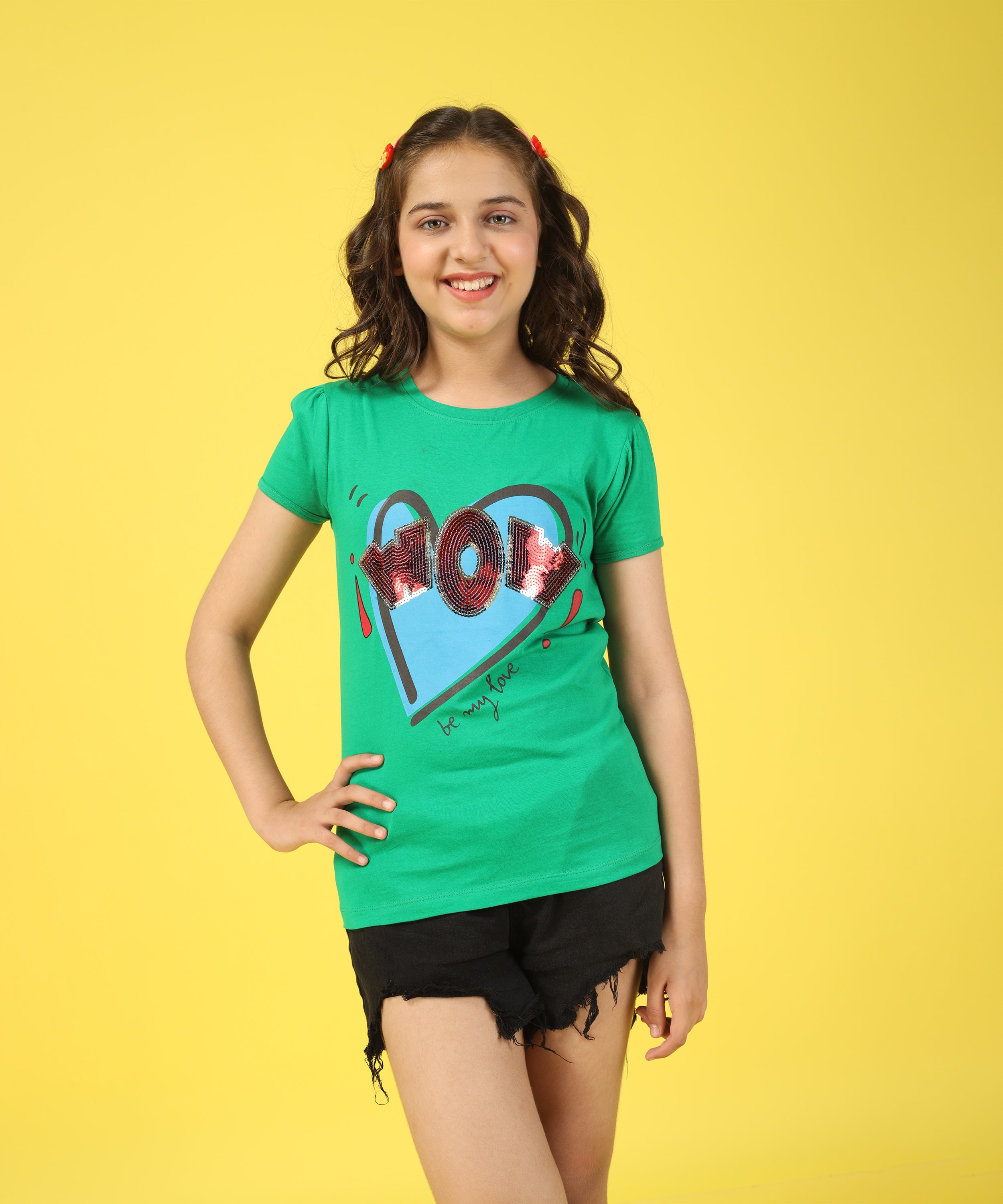 Girls Premium Half Sleeve T-shirt | Green