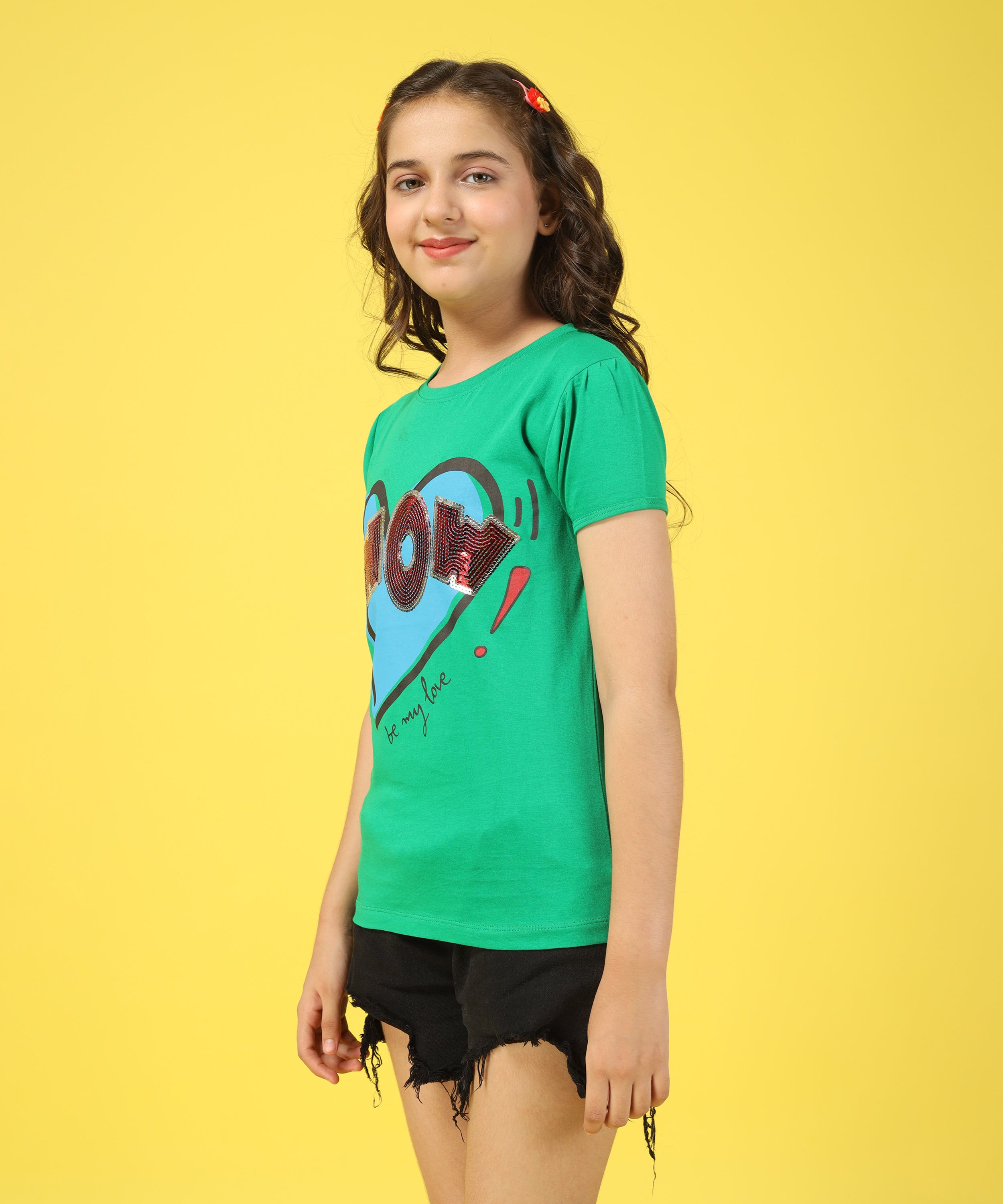 Girls Premium Half Sleeve T-shirt | Green