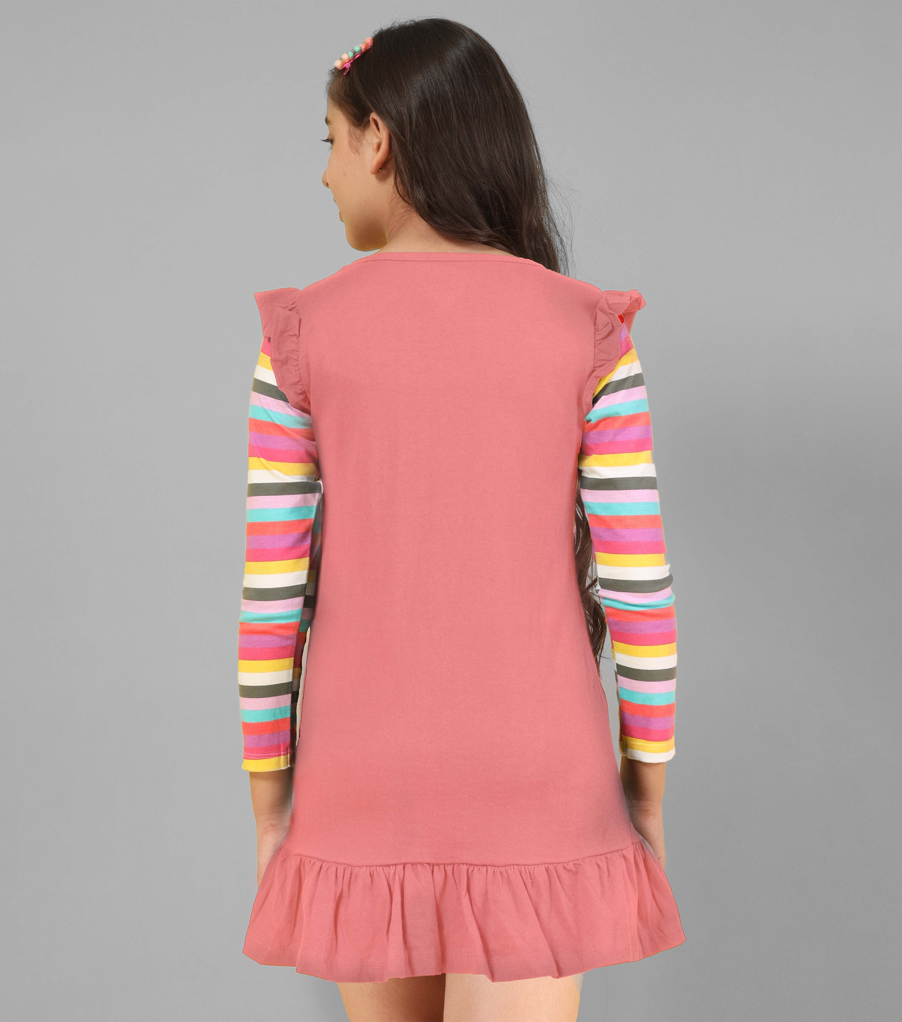 Long t-Shirt for Girls Full Sleeve Tops Coral