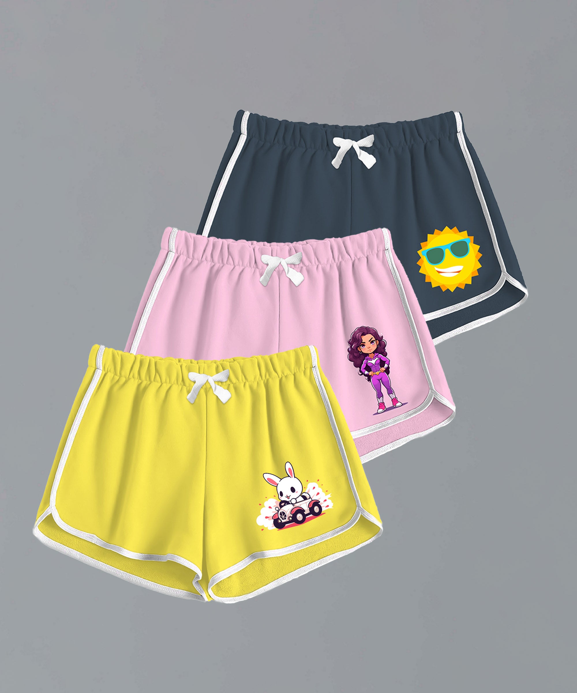 Girls Premium Printed Shorts (Pack of 3)