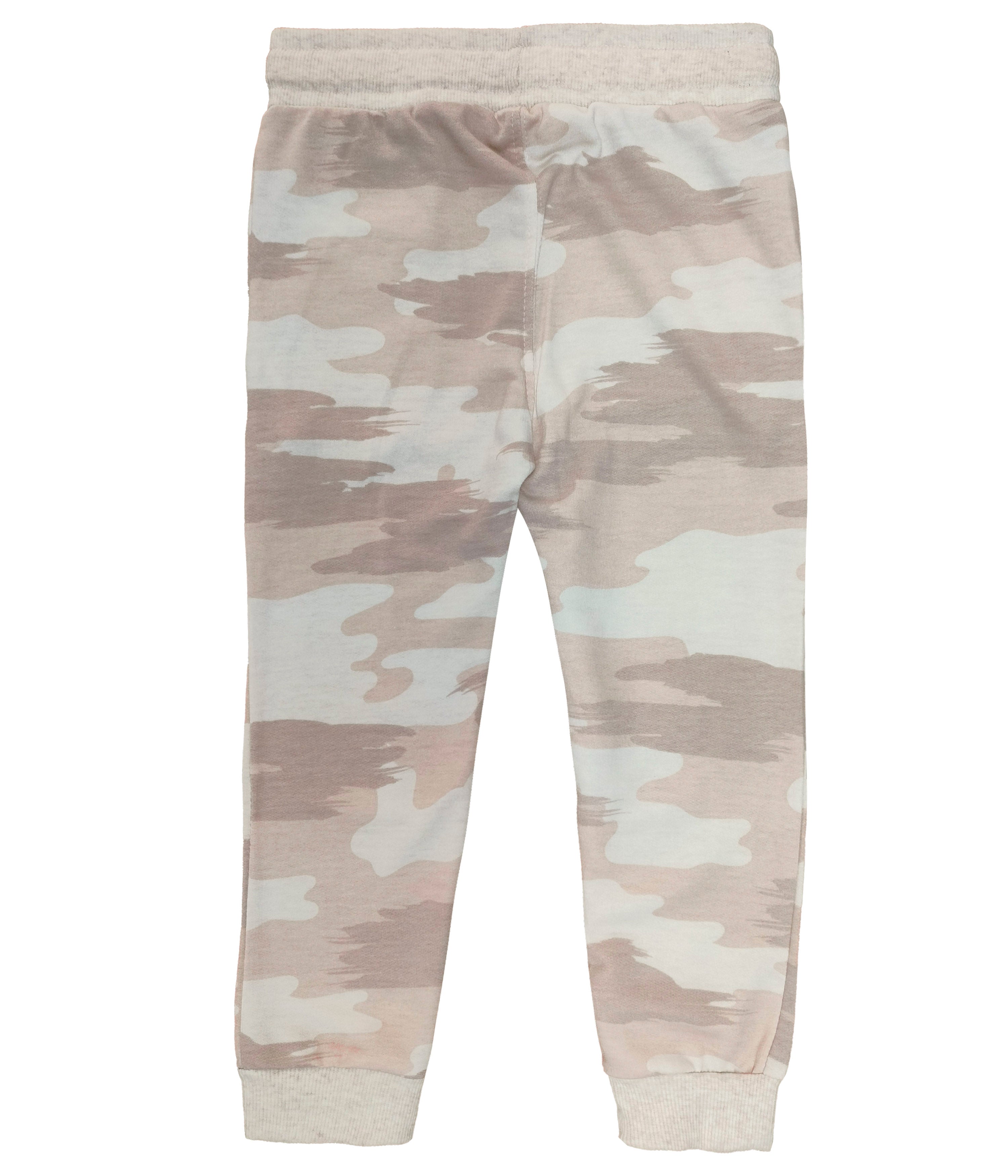 Girls Cotton Printed Camouflage Track Pants - Beige