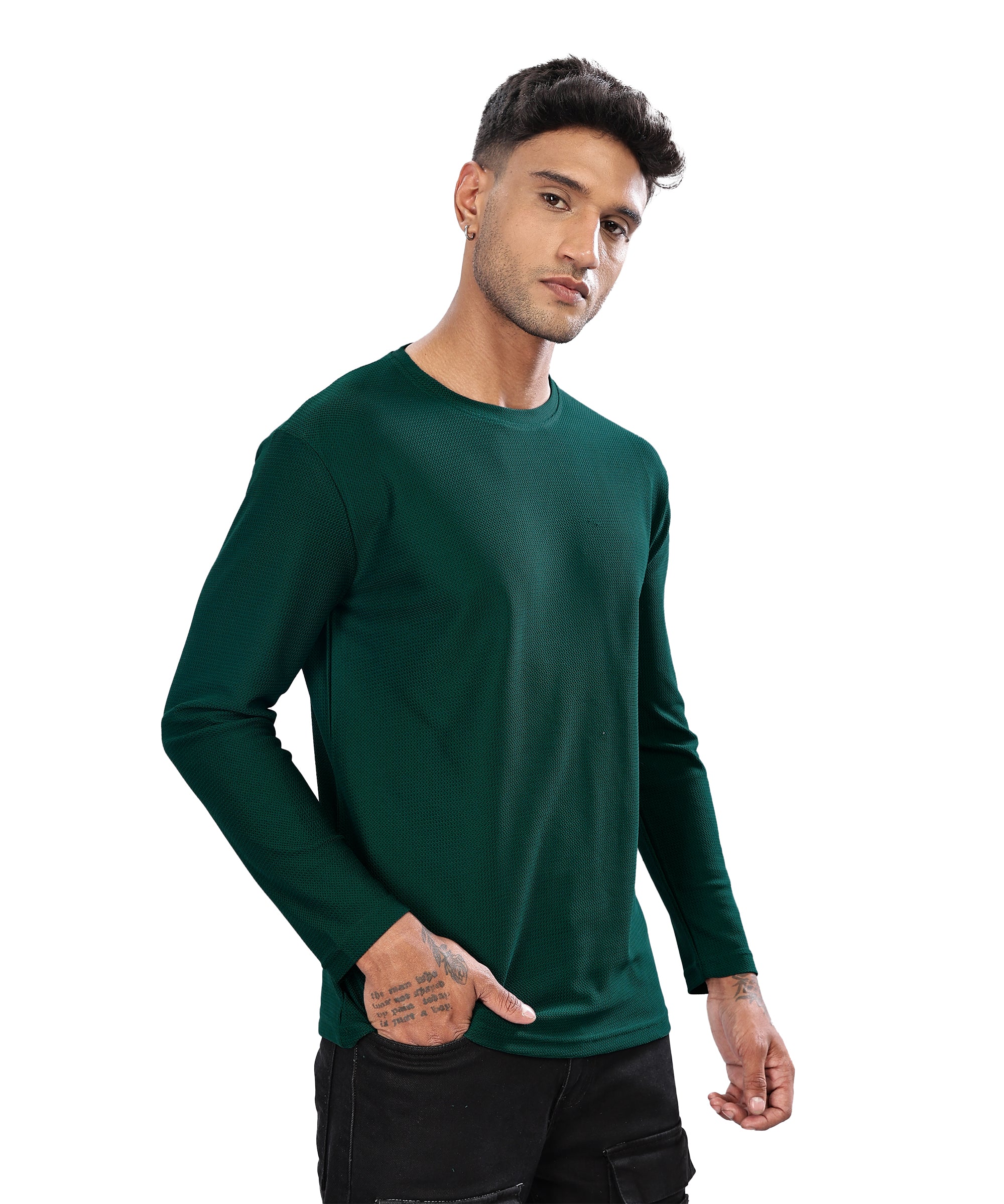 SHODOX® Men's Solid Polyblend Round Neck long Sleeve Regular fit T-shirt (Pack of 1)