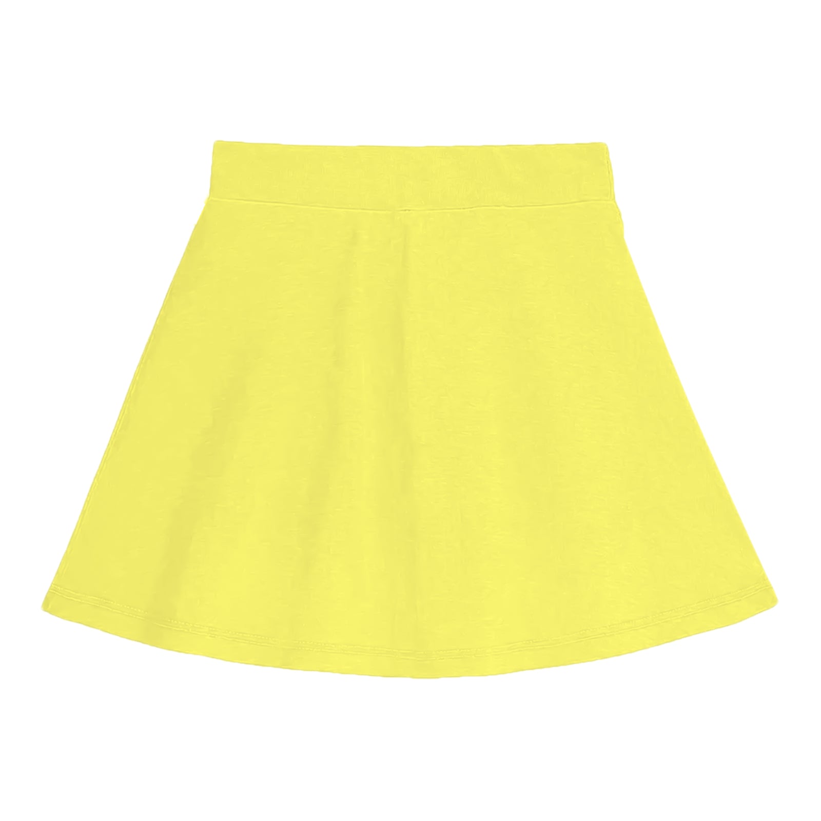 Girls Cotton Printed Skirt Attached With Inner Lycra Shorts-Light Yellow