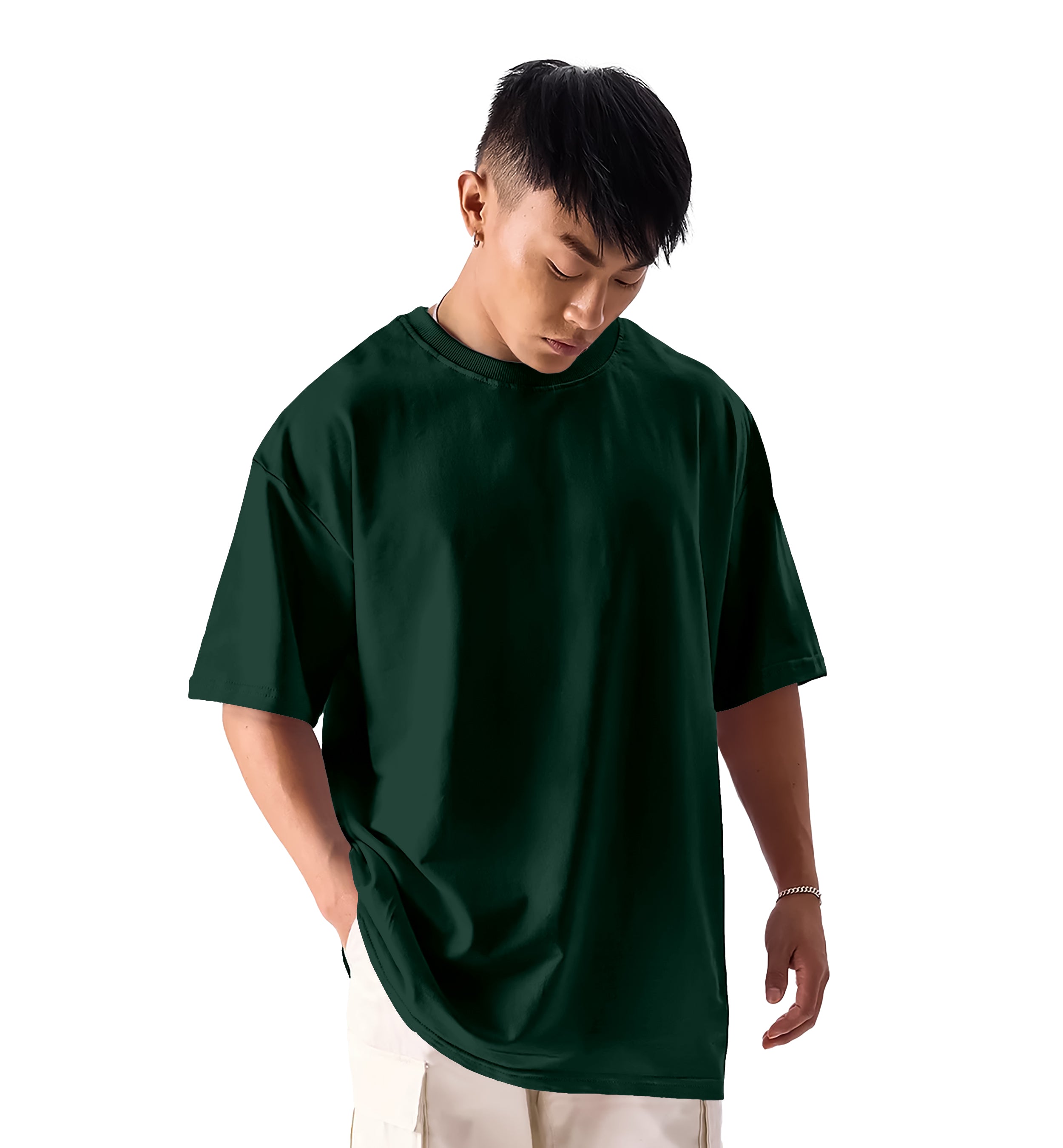 SHODOX® Men’s 100% Cotton Relaxed Fit Half Sleeve T-shirt for Men –Drop Shoulder Front and Back Solid Round Neck T-Shirts (Pack of 1)