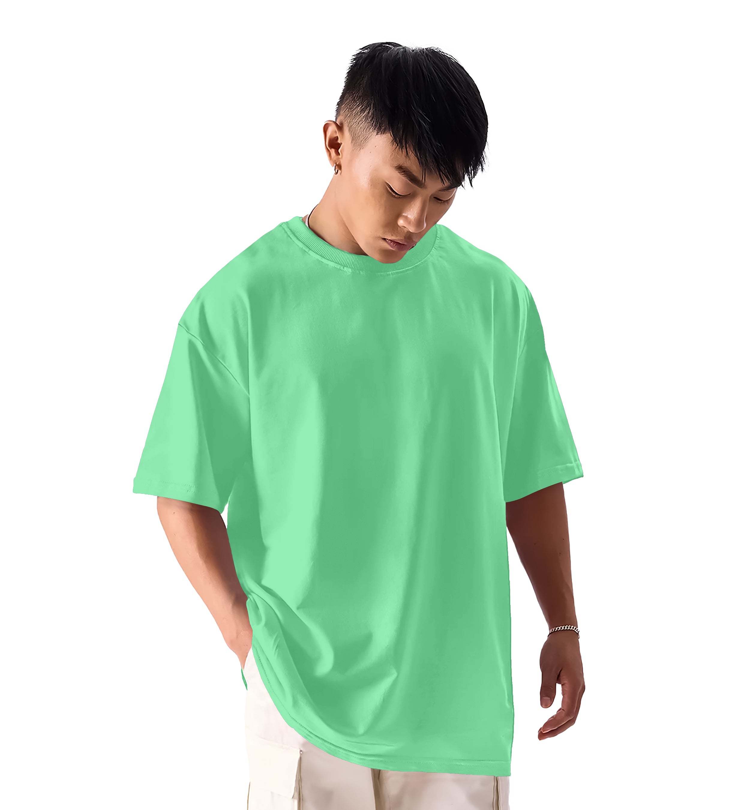 SHODOX® Men’s 100% Cotton Relaxed Fit Half Sleeve T-shirt for Men –Drop Shoulder Front and Back Solid Round Neck T-Shirts (Pack of 1)