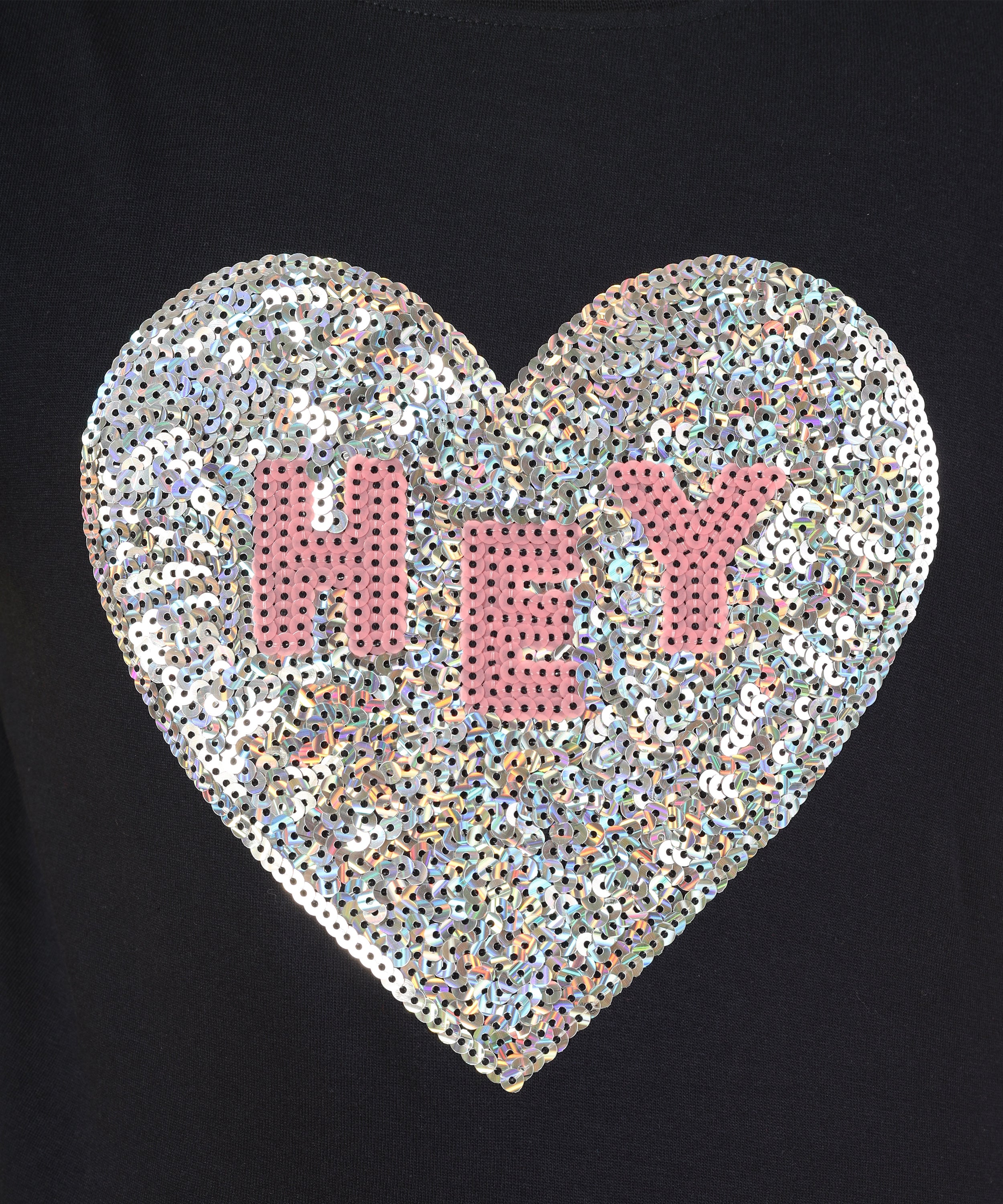 Girls Cotton Full Sleeve Sequence and Embroidery Tops - Black