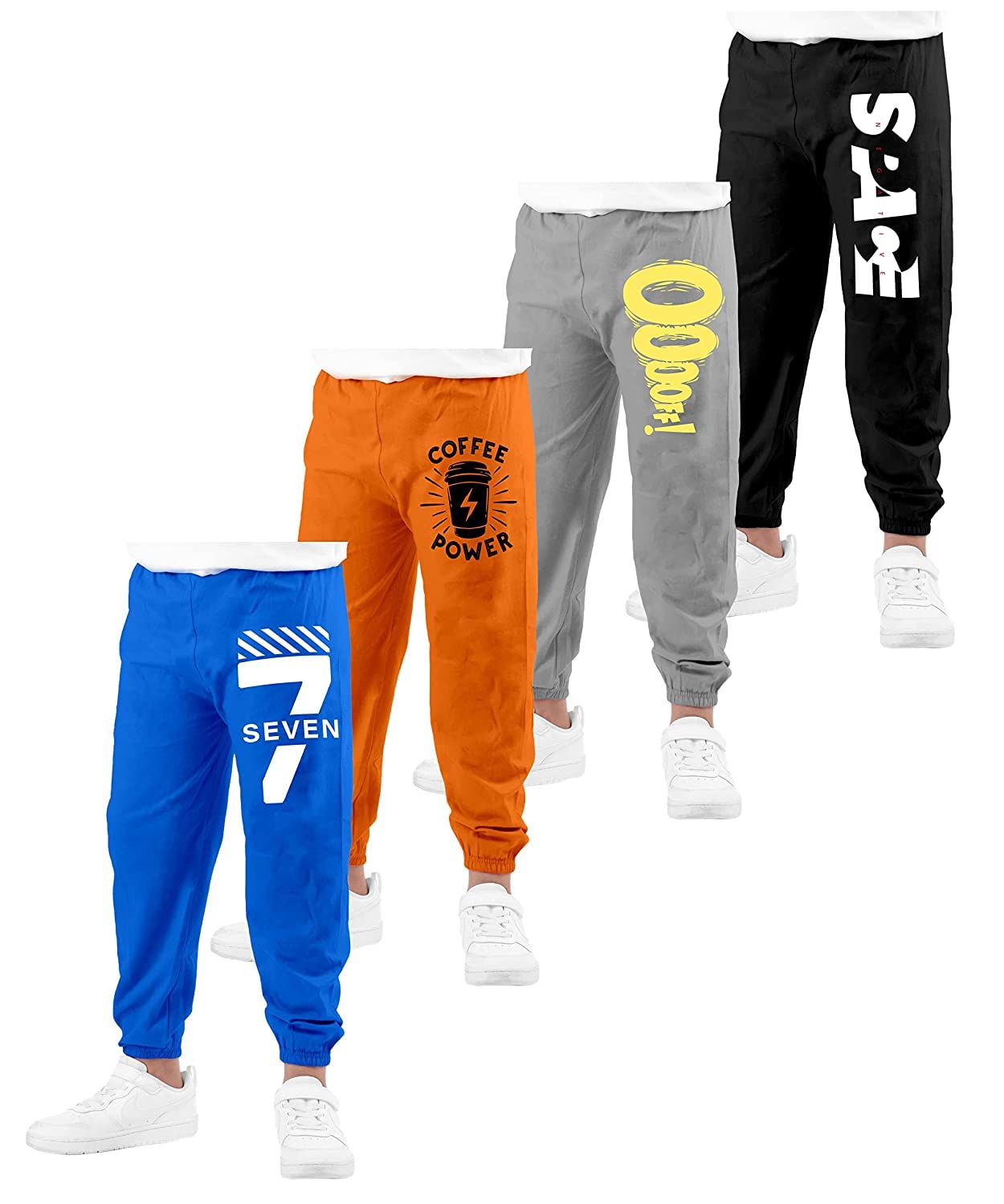 Boys and Girls Unisex Track Pants (Pack of 4)