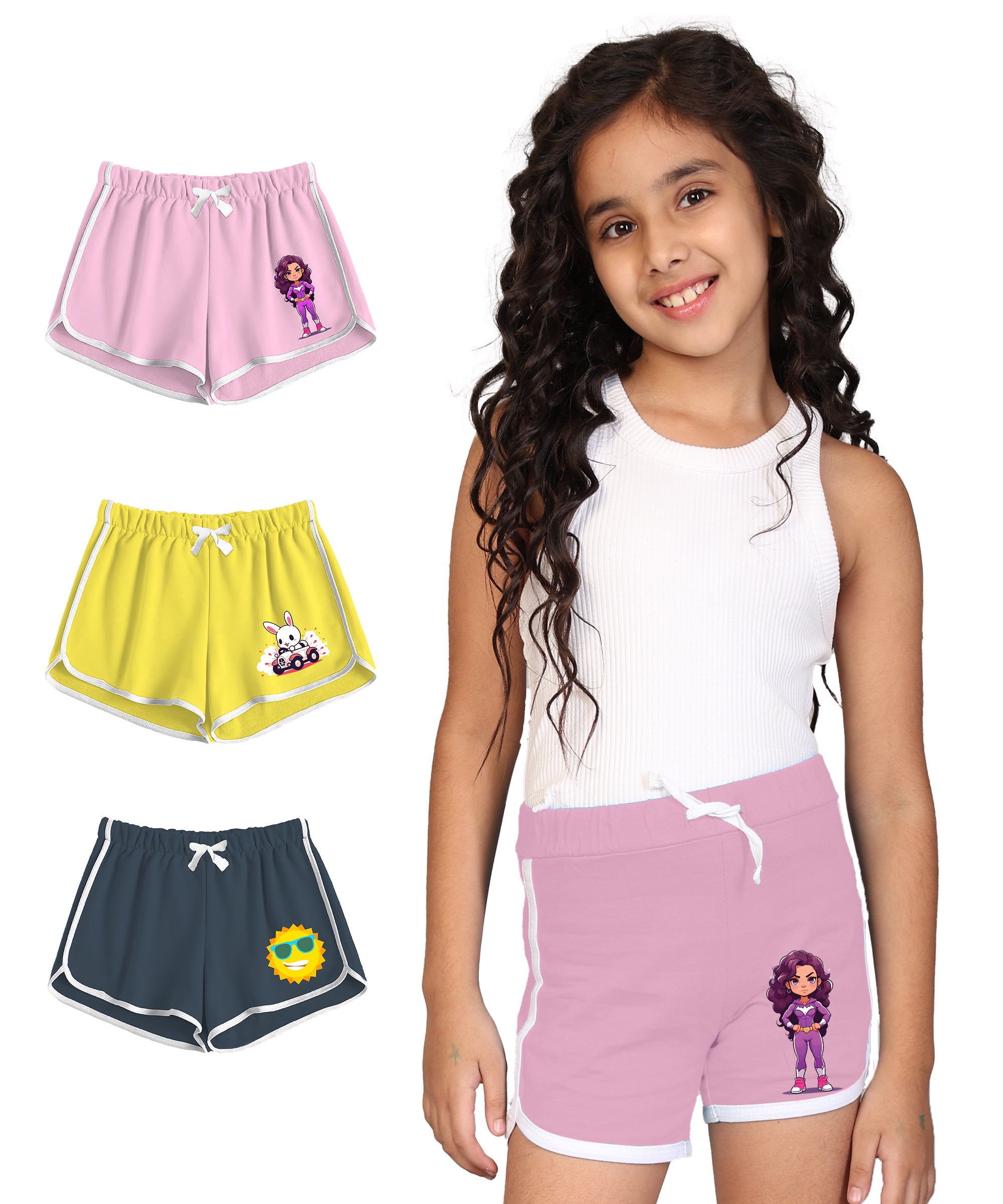 Girls Premium Printed Shorts (Pack of 3)