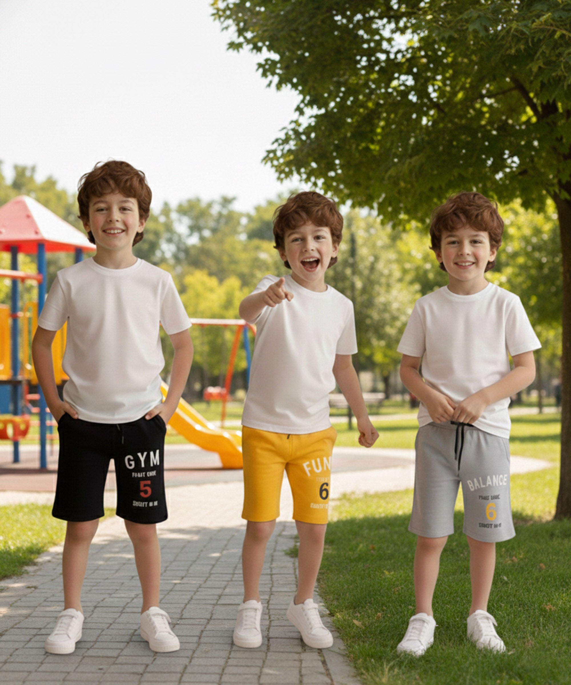 Kids Unisex Multicolor Cotton Printed Regular Fit Shorts (Pack of 3)