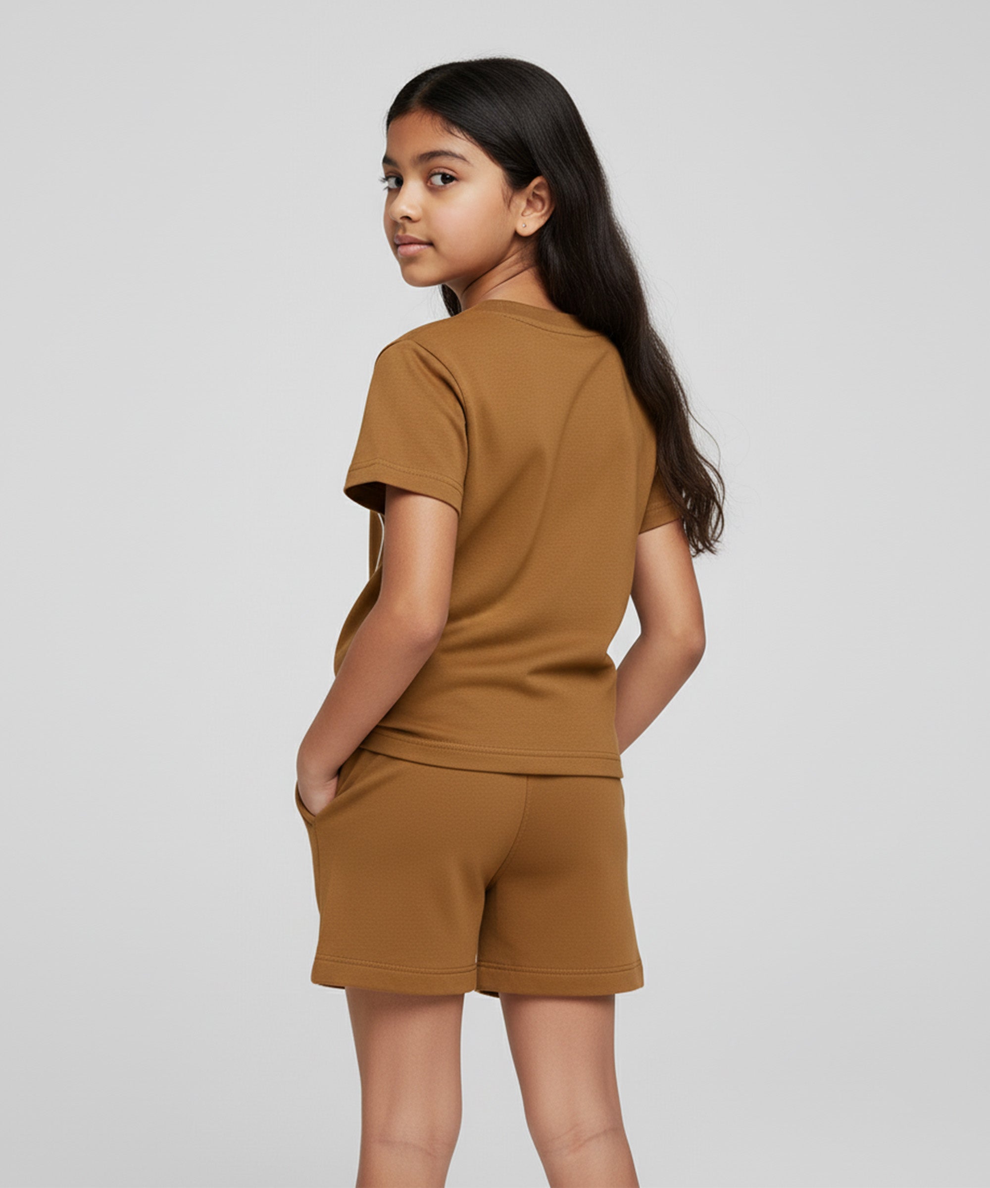 Girls Premium Cotton Oversized Co-Ord Set | Solid T-Shirt & Shorts | Pack of 1