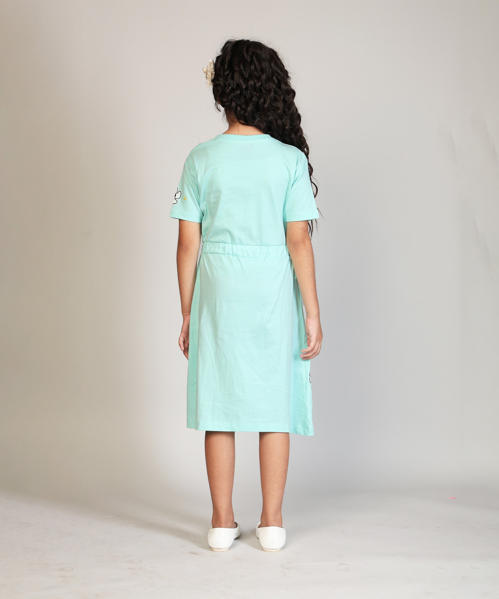 Girls Long Top With Waist Elastic Rope | Mint