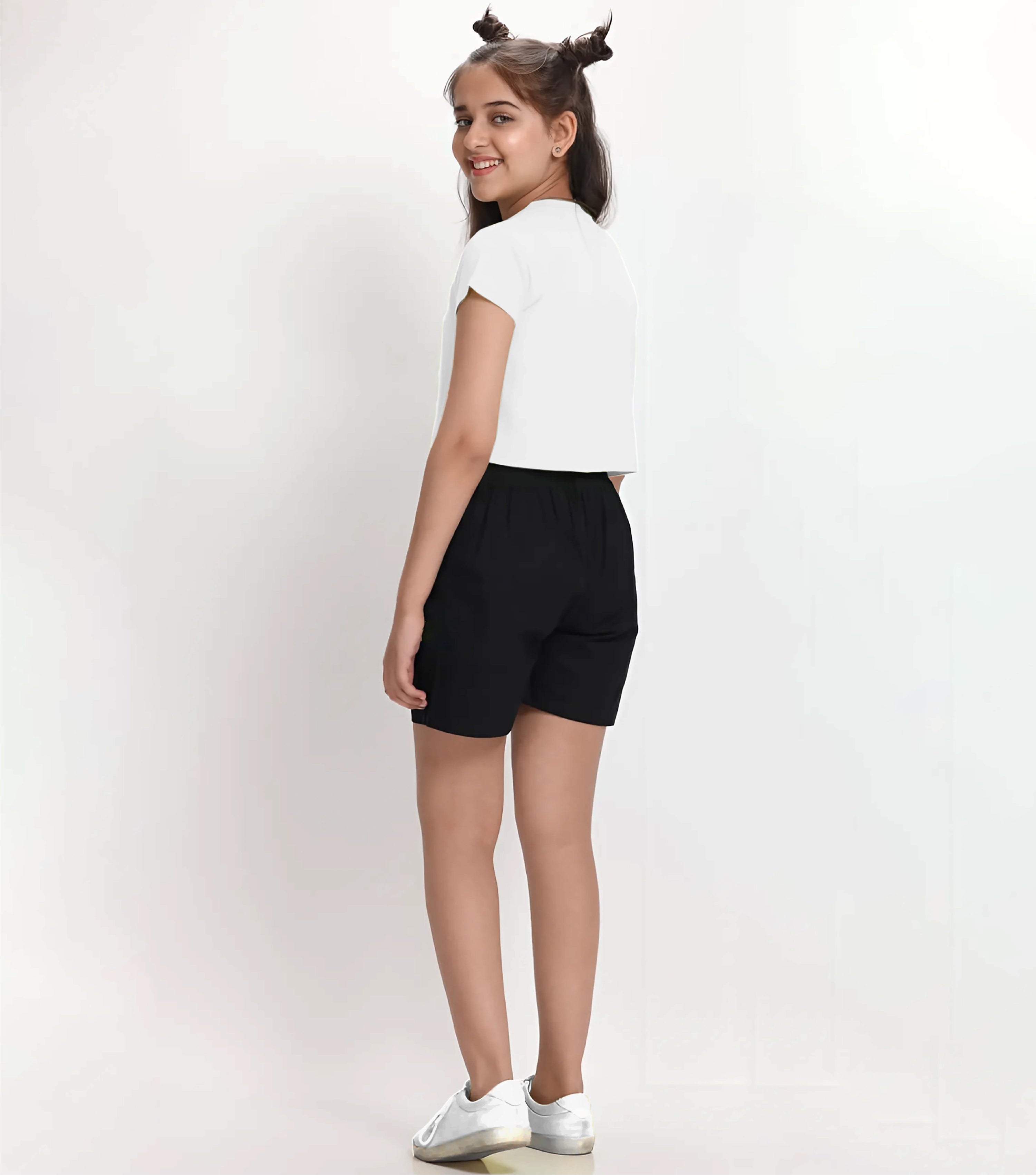 Girls Cotton Crop top-Printed Half Sleeve Stylish T-shirt- Combo 3