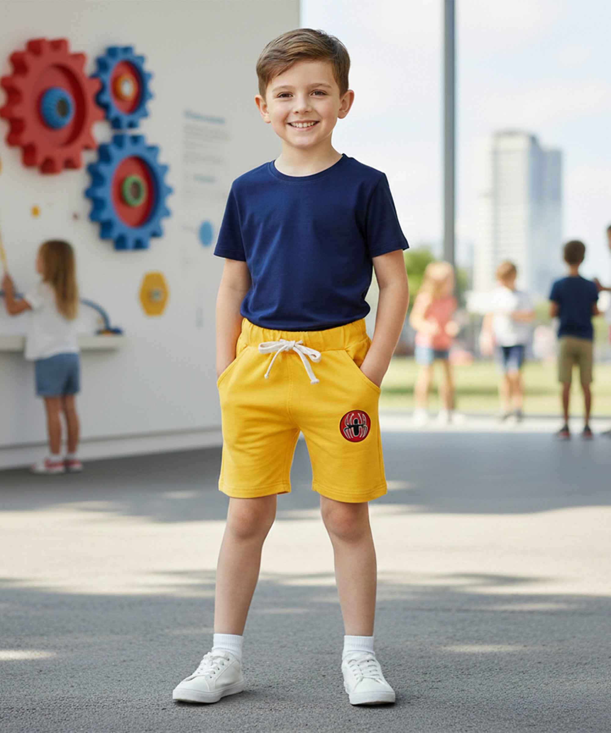 Kids Unisex Multicolor CC Printed Cotton Shorts (Pack of 3)