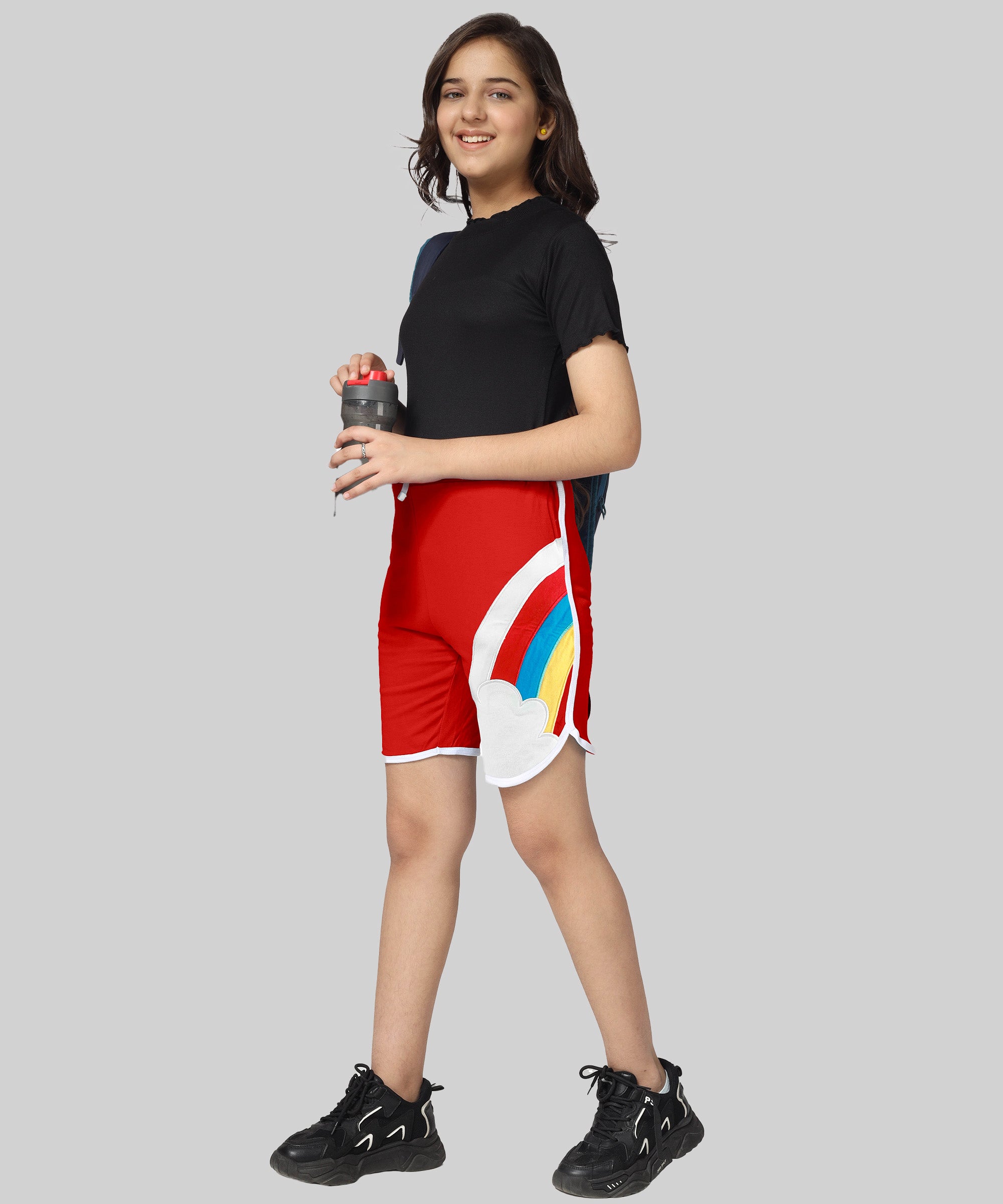 Girls Cotton Attractive Rainbow Shorts C2 (Pack of 2)