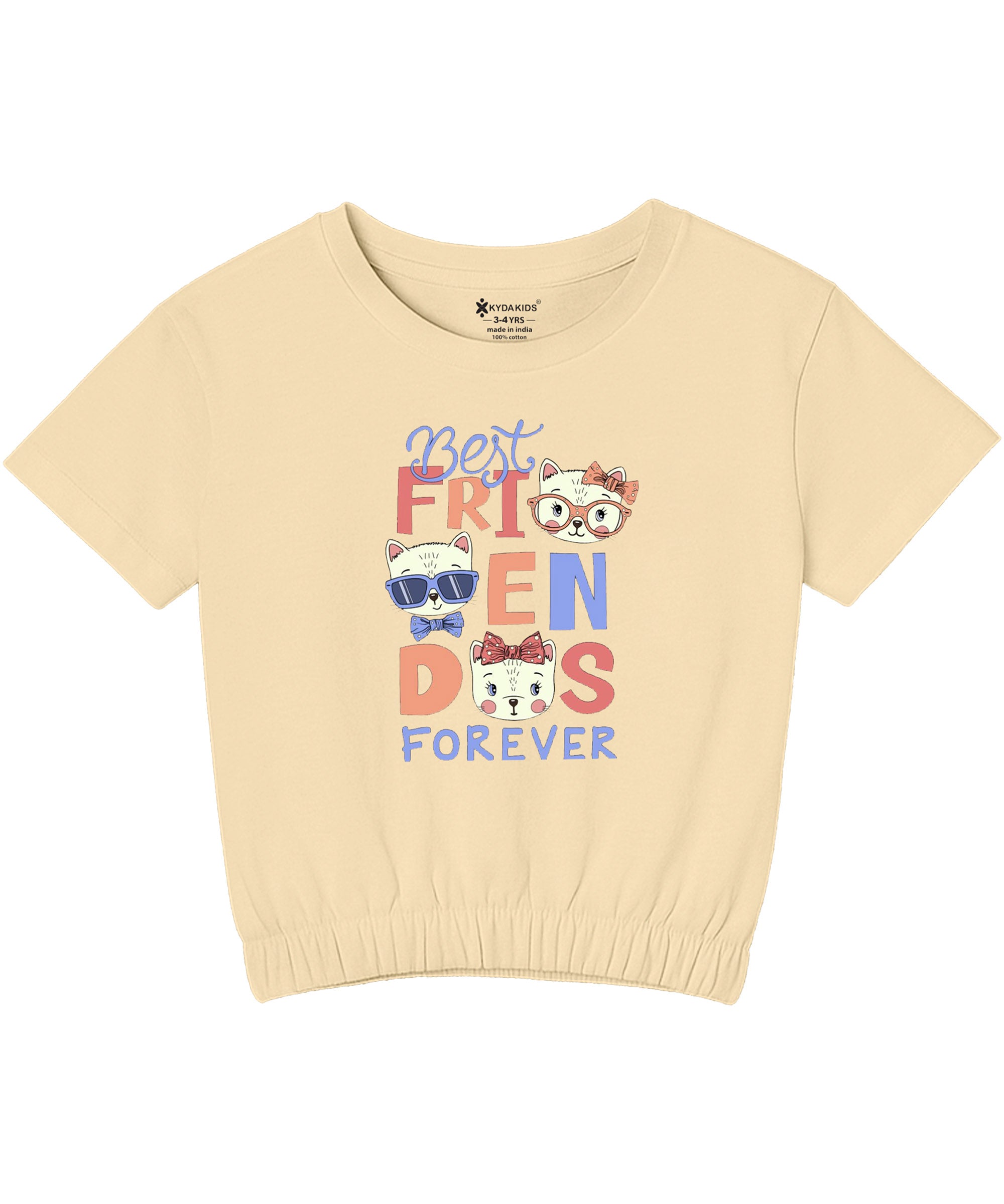 Girls1 00% Pure Cotton Regular fit Short Sleeve Printed Crop top T-Shirt -Combo 1