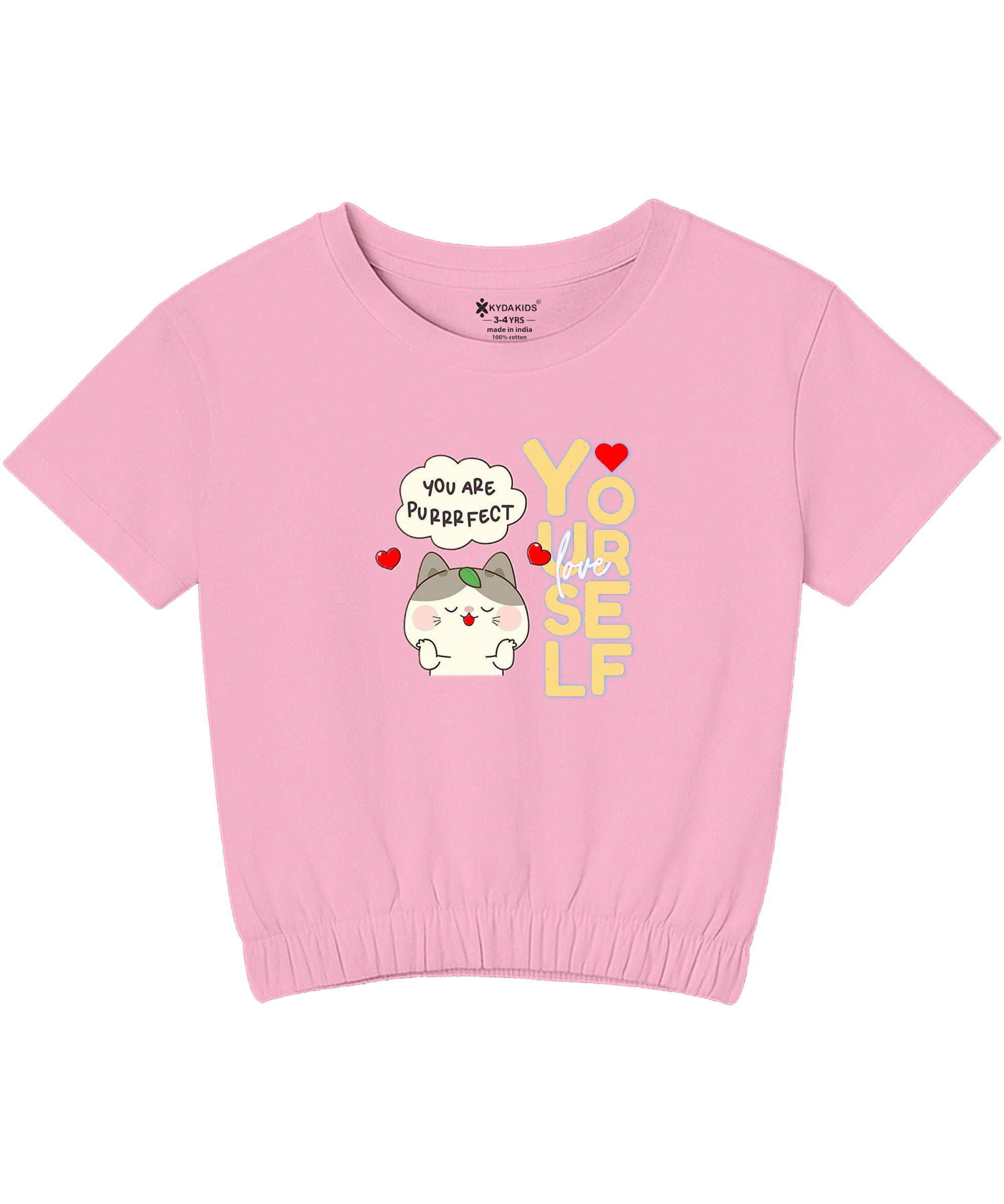 Girls1 00% Pure Cotton Regular fit Short Sleeve Printed Crop top T-Shirt -Combo 1