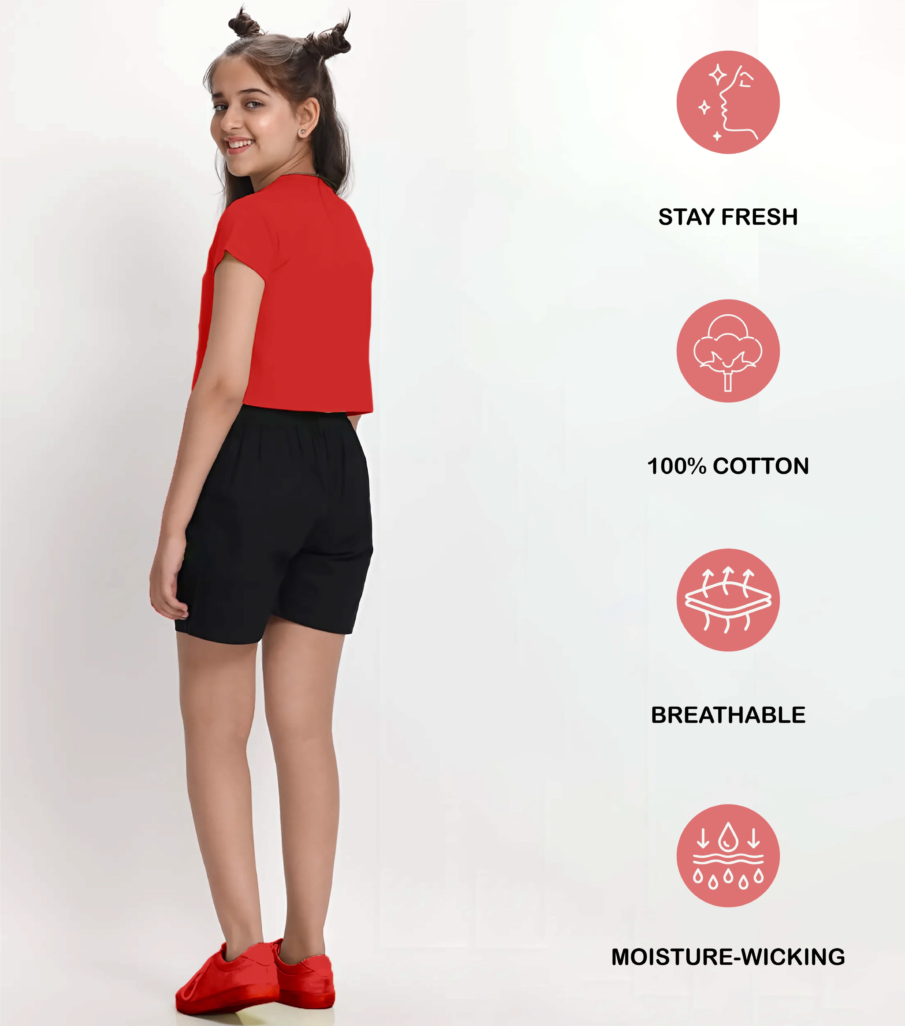 Girls Cotton Crop top-Printed Half Sleeve Stylish T-shirt- Combo 3