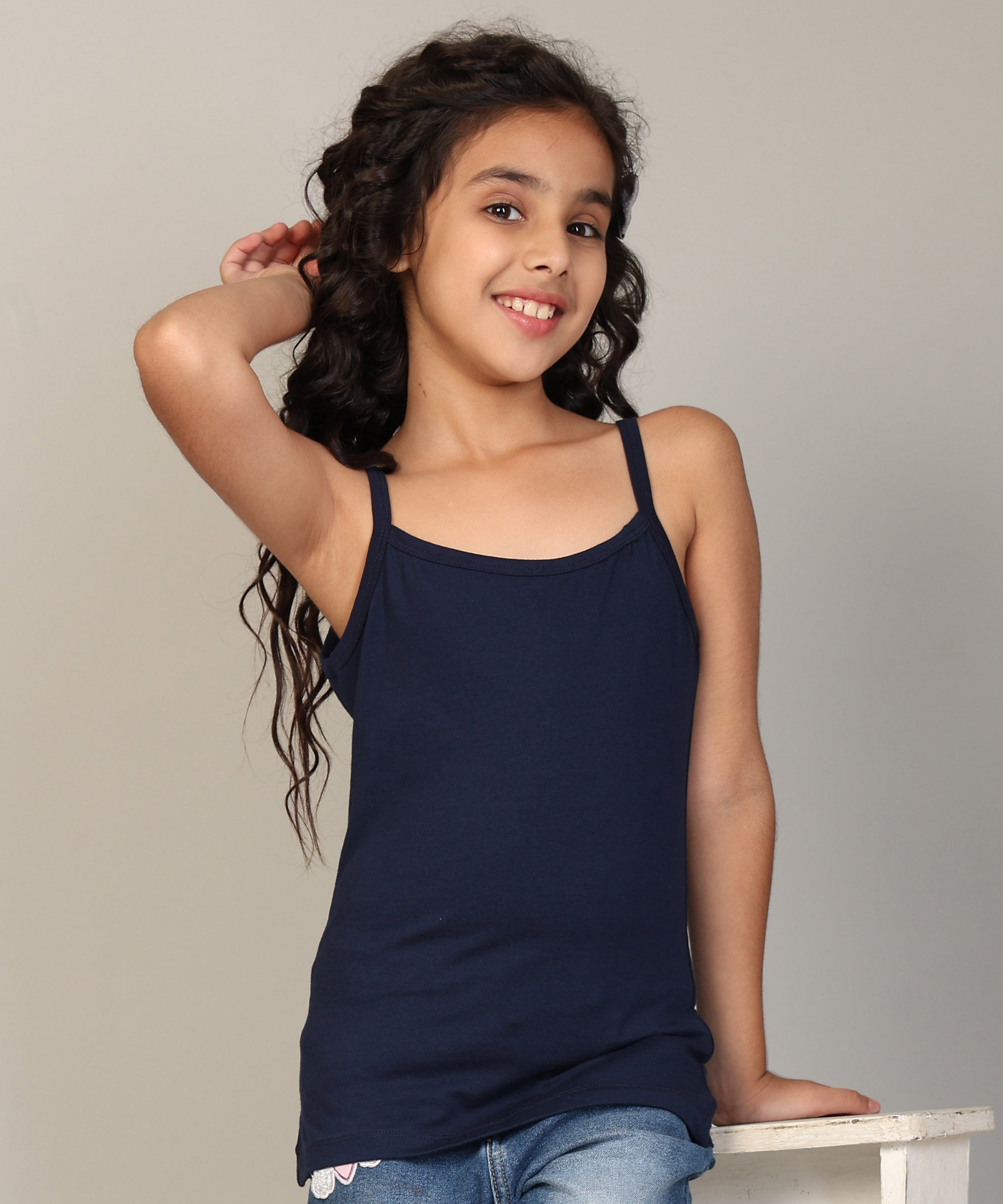 Girls Cotton Inner Camisoles | Soft & Stretchy Regular Strap Slips | Pack of 5