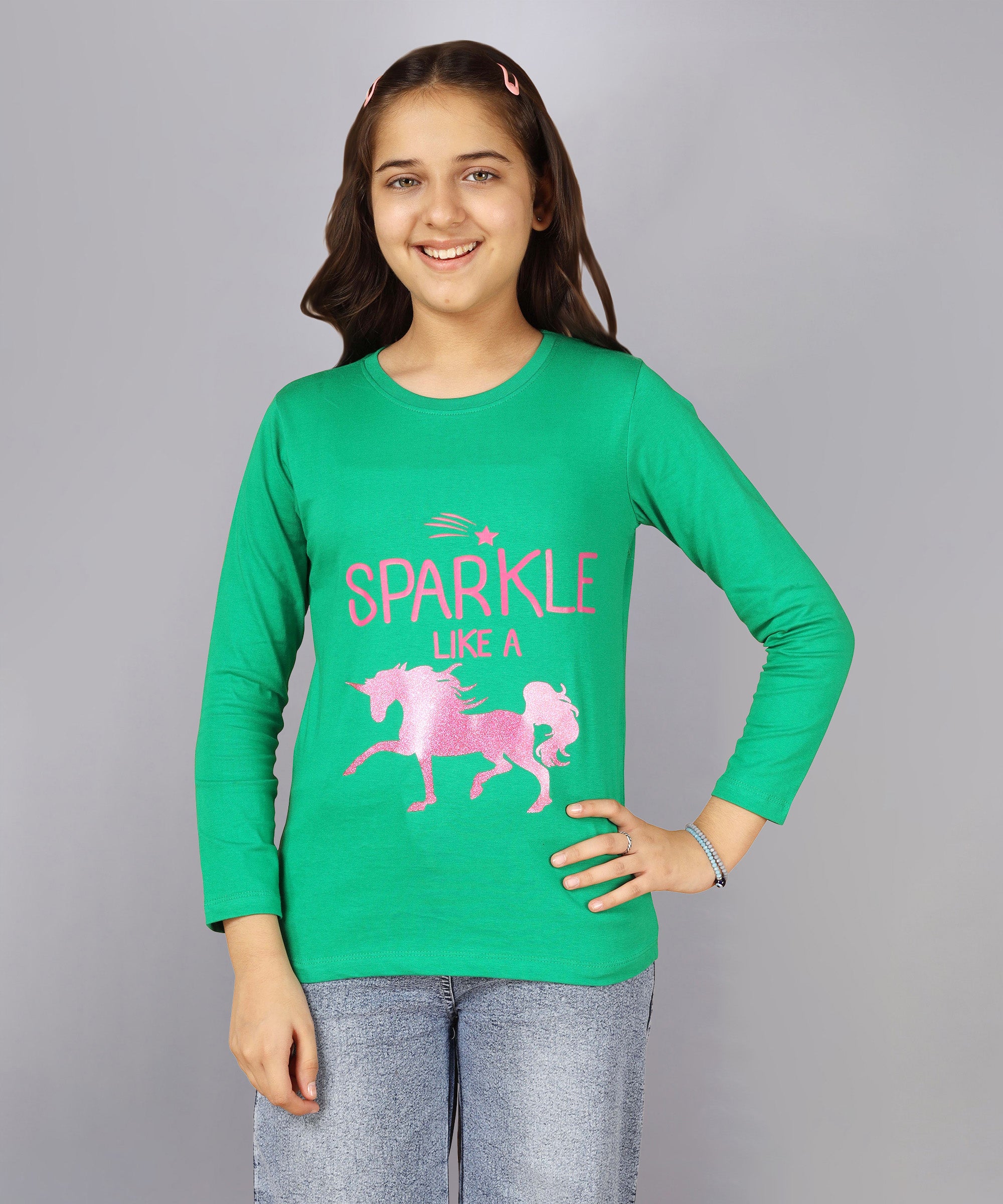 Girls Printed Full Sleeve Premium T-shirt(Pack of 3)