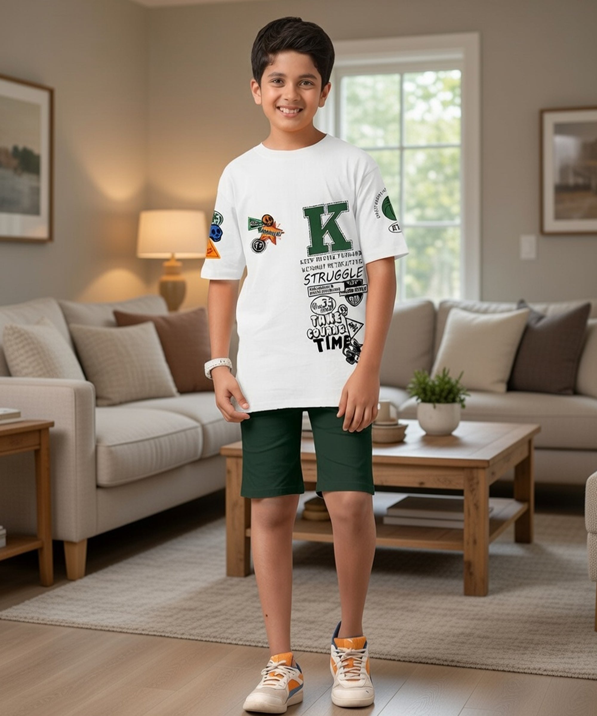 Graphic Print Oversized Co-ords | Green