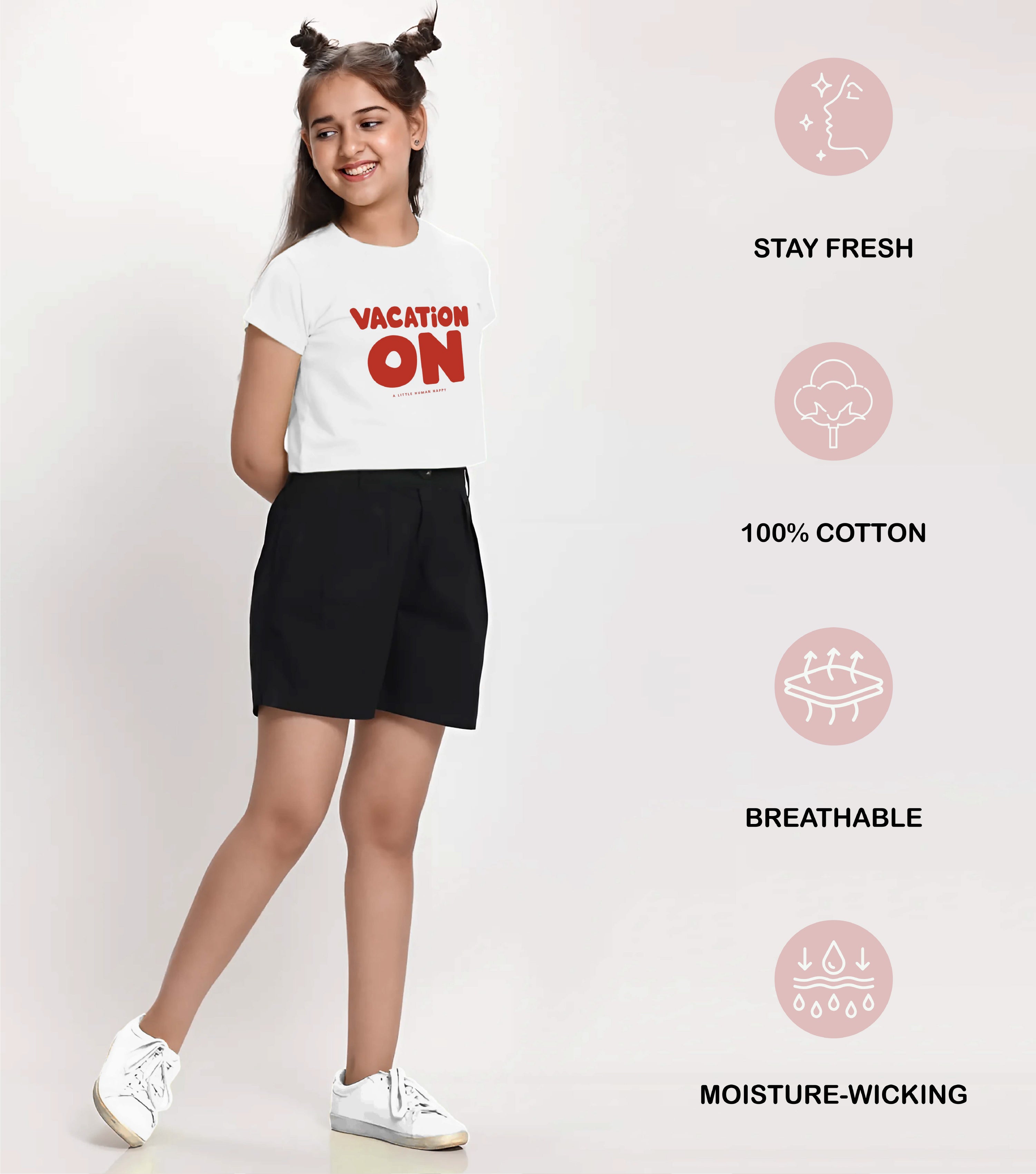 Girls Cotton Crop top-Printed Half Sleeve Stylish T-shirt- Combo 4