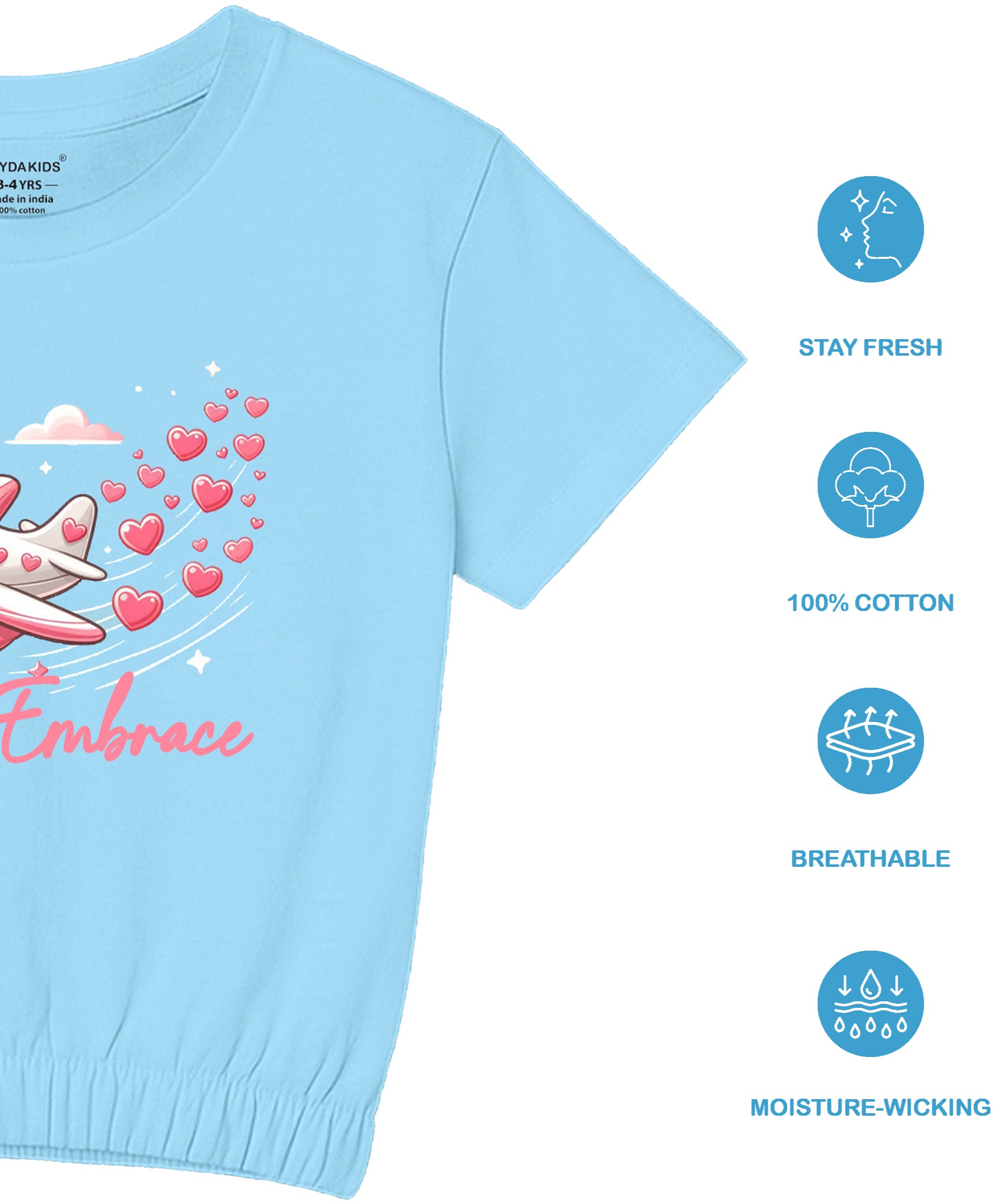 Girls1 00% Pure Cotton Regular fit Short Sleeve Printed Crop top T-Shirt -Combo 1