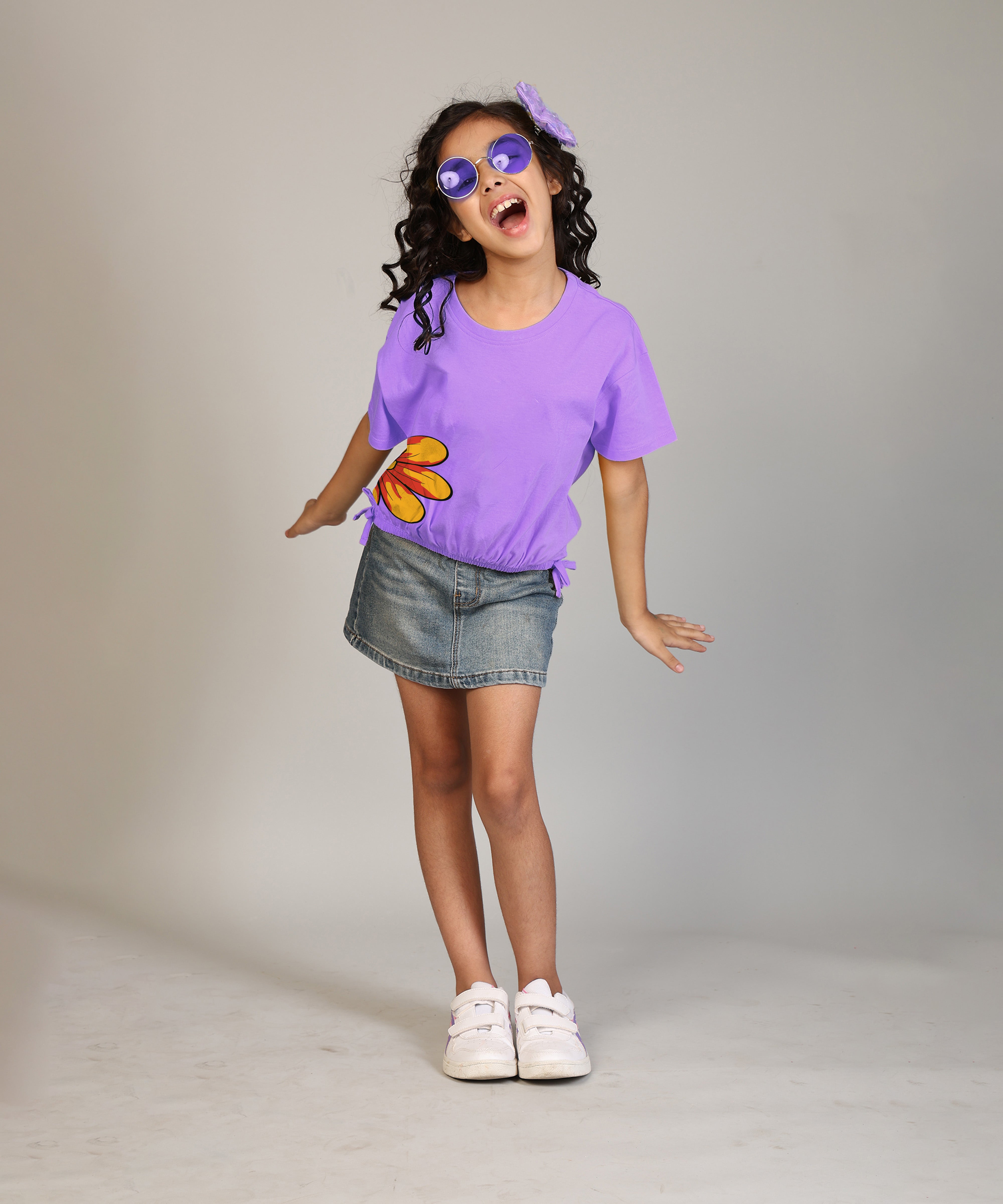 Girls Cotton Printed Crop Top-Combo 2