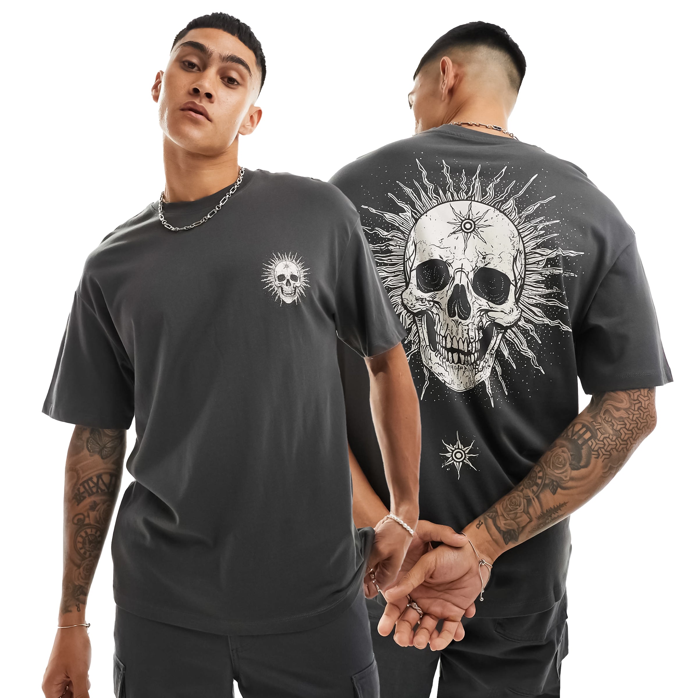 SHODOX® 100% Cotton Oversized Fit Half Sleeve T-shirt for Men - Drop Shoulder Front & Back Printed T-Shirt for Men's (Pack of 1)