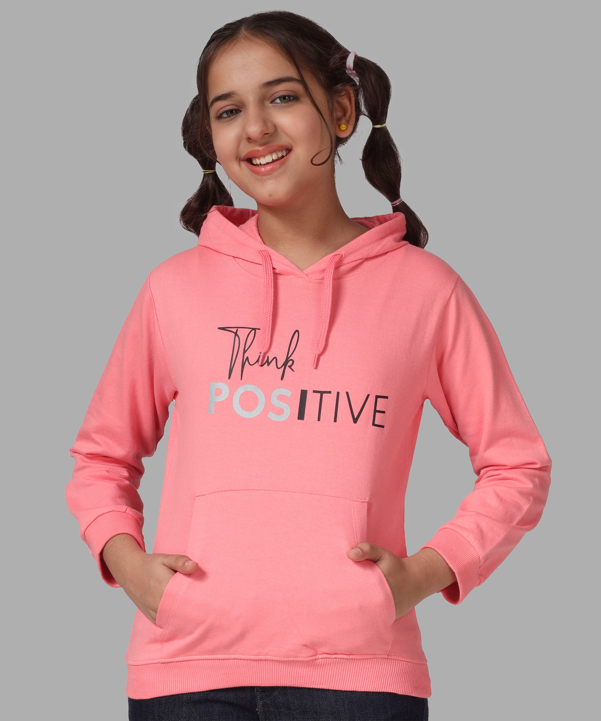 Girls Cotton Hooded Neck Hoodies - Pink