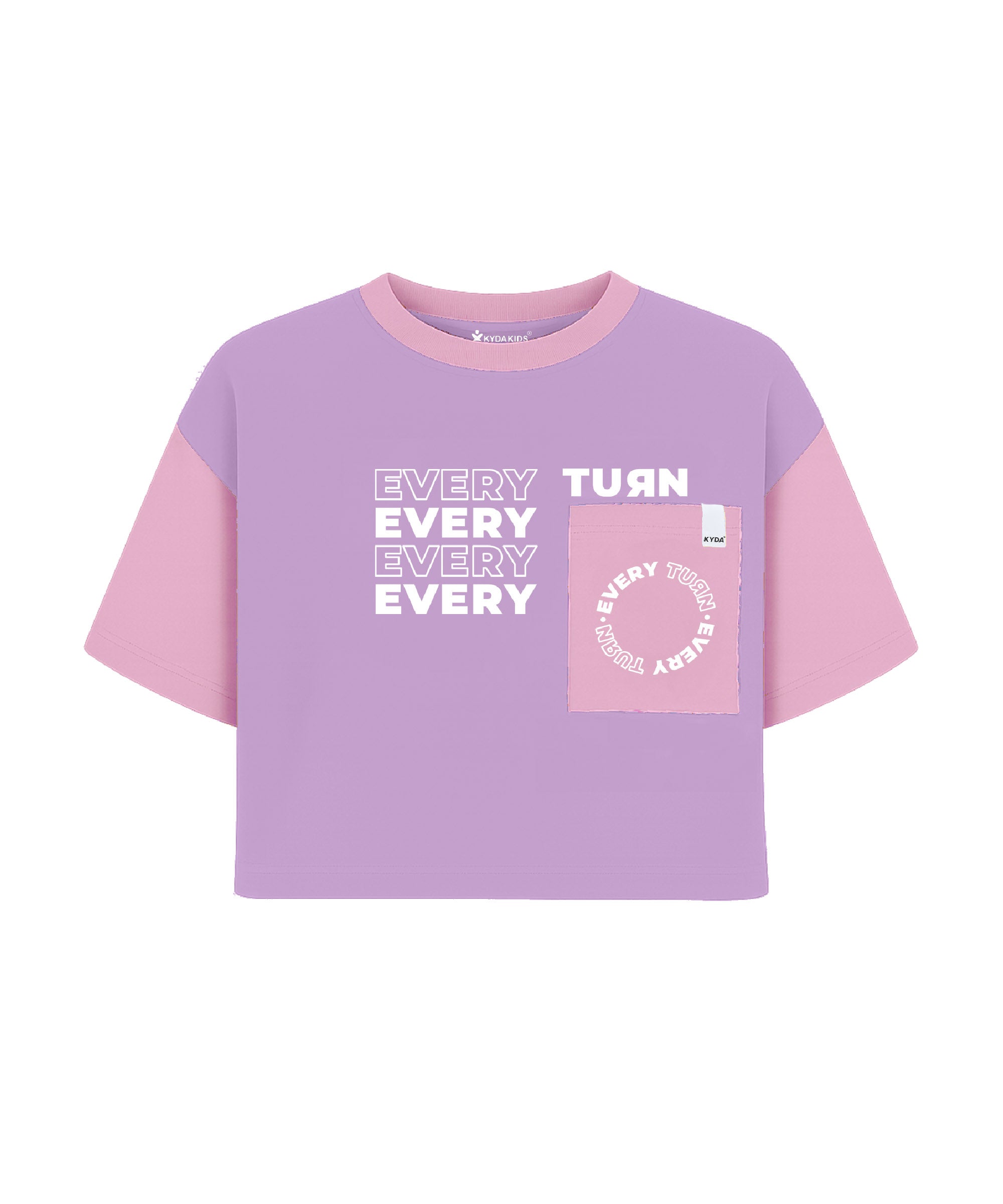 Girls 100% Cotton Printed Half Sleeve Stylish Crop Top T-Shirt-Lavender