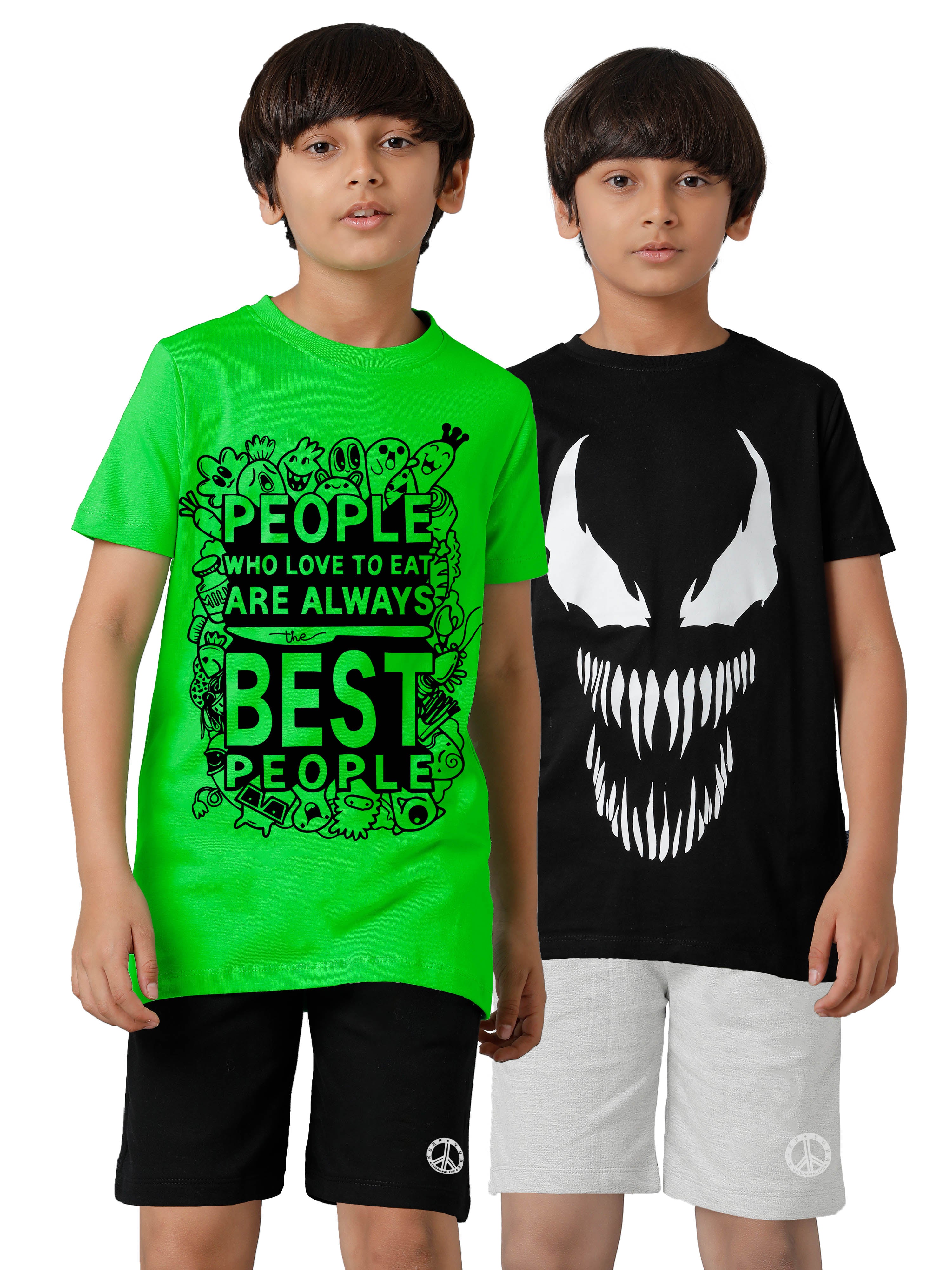 Boys Clothing Set T-shirt & Shorts - Green & white (Pack of 2)