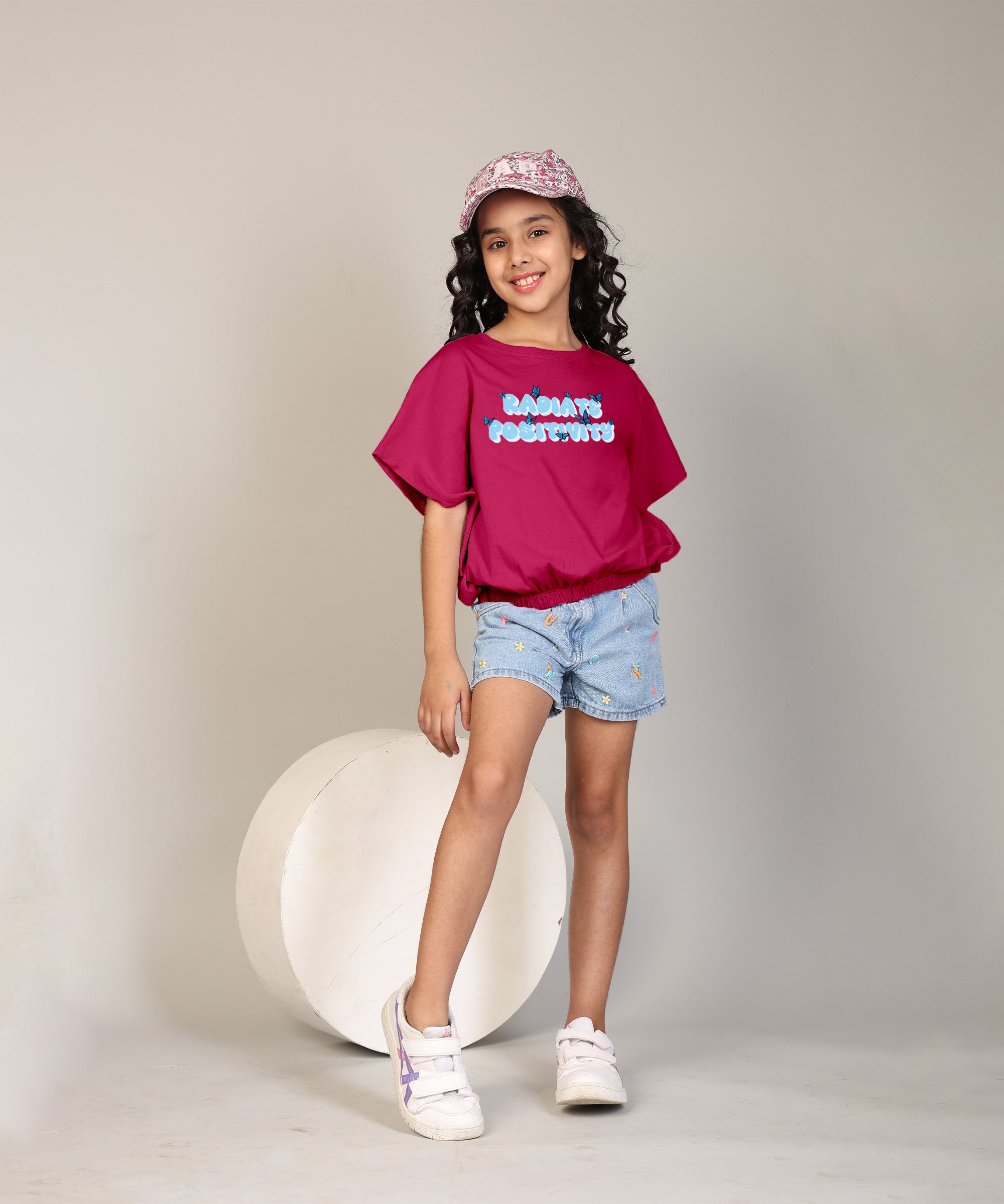 100% Cotton Crop top for Girls - Printed Half Sleeve Stylish T-shirt, Regular Fit Tops For Girls-Multicolor 1