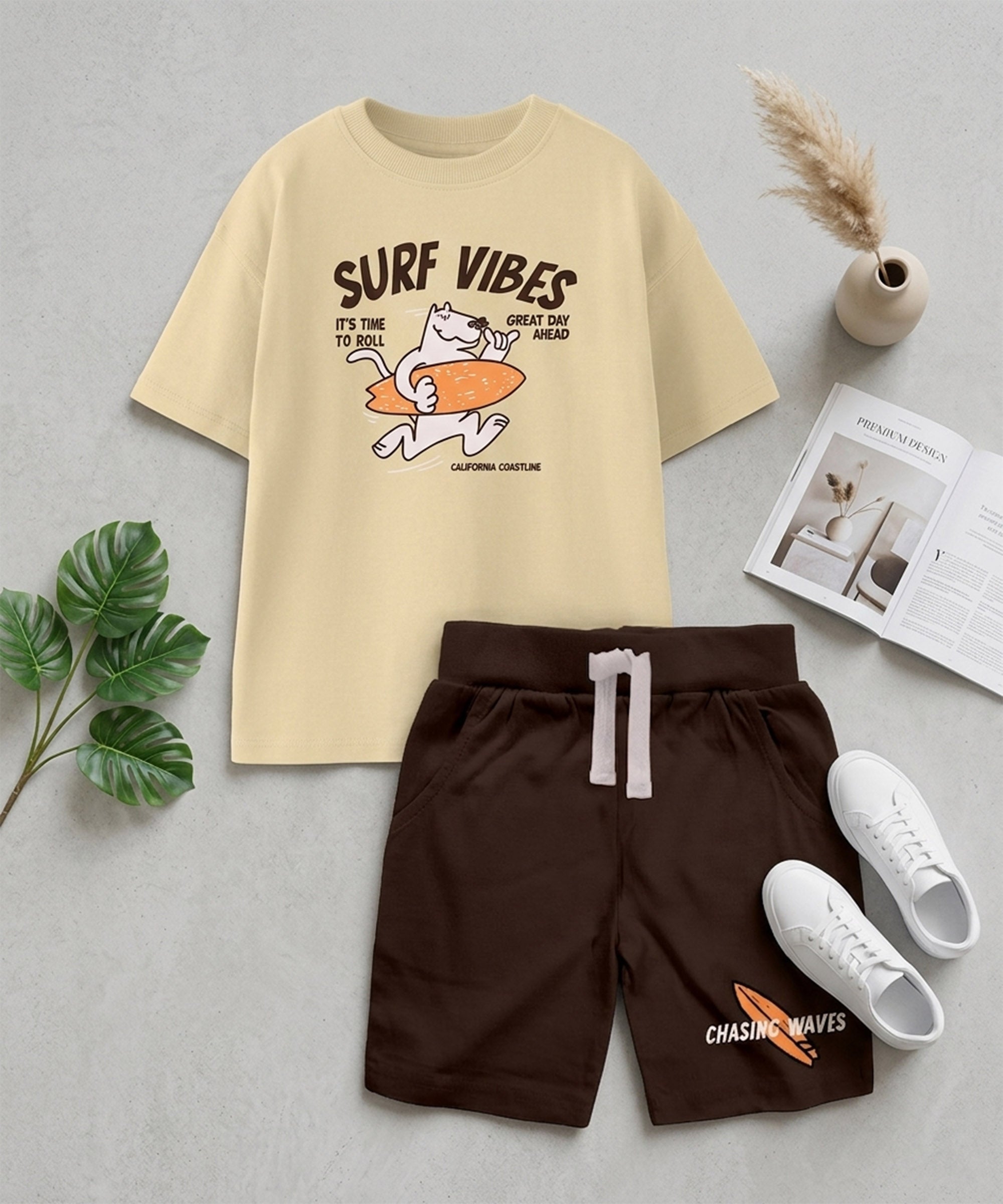 Boys Pure Cotton Oversized T-Shirt & Shorts Co-Ord Set
