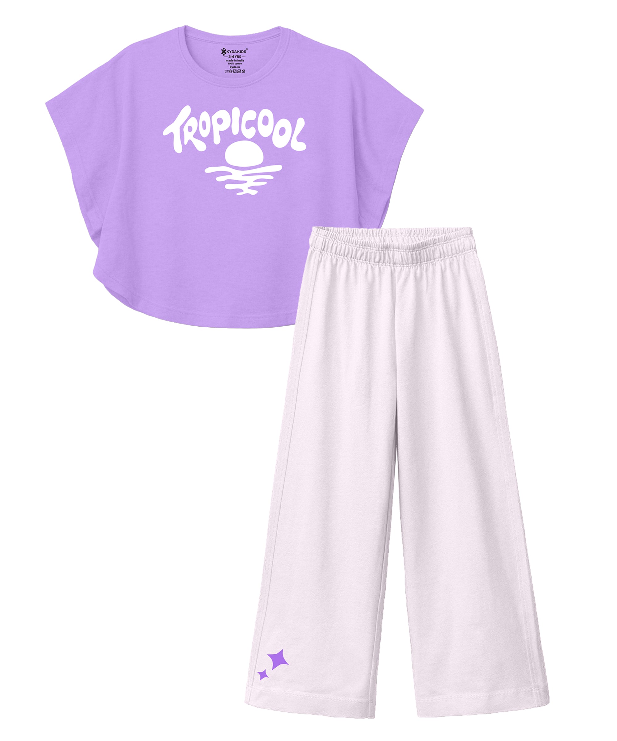 Girls Premium Cotton Butterfly Print Top & Palazzo Co-Ord Set