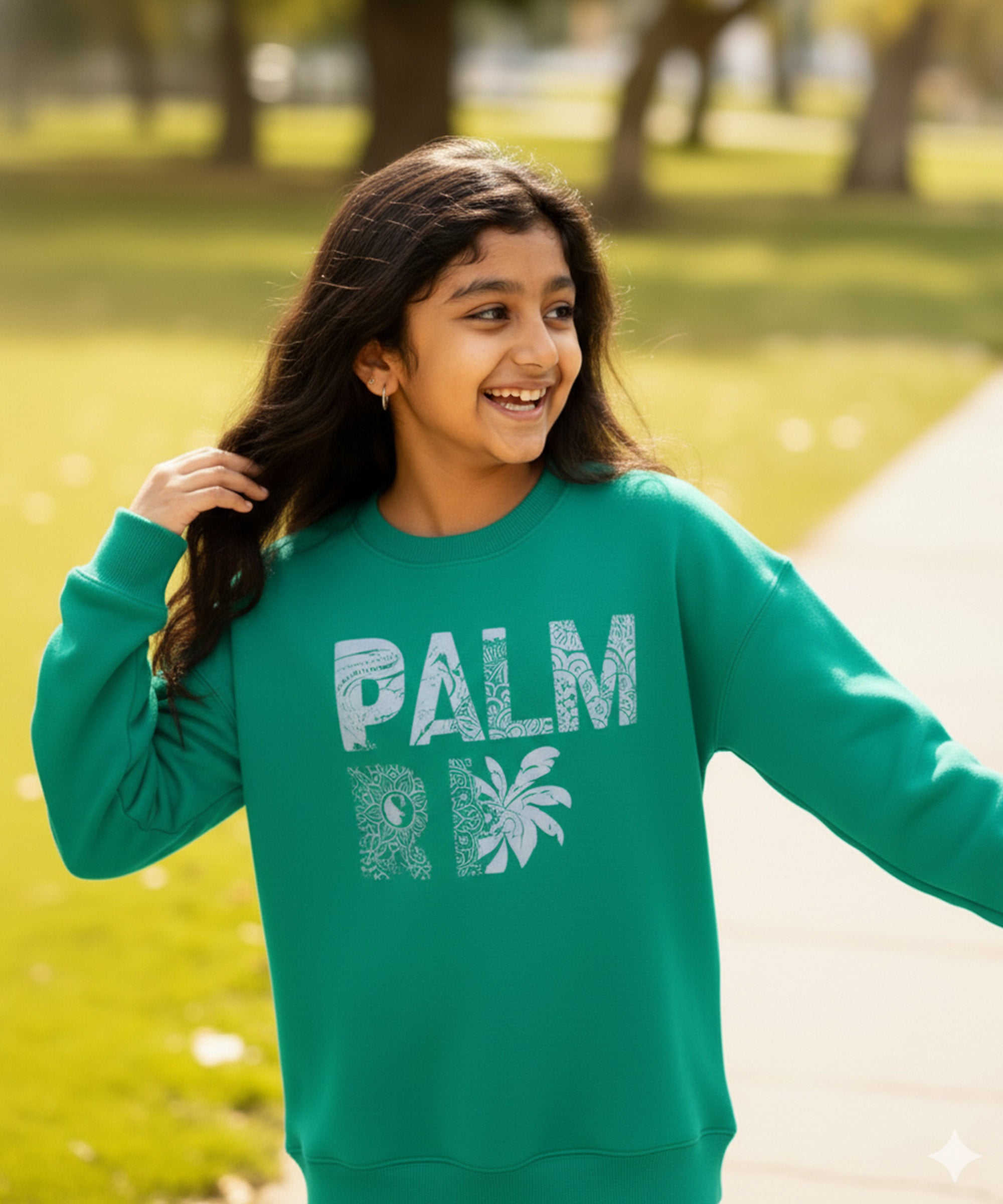 Girls Premium Cotton Printed Sweatshirt | Round Neck Full Sleeve | Regular Fit