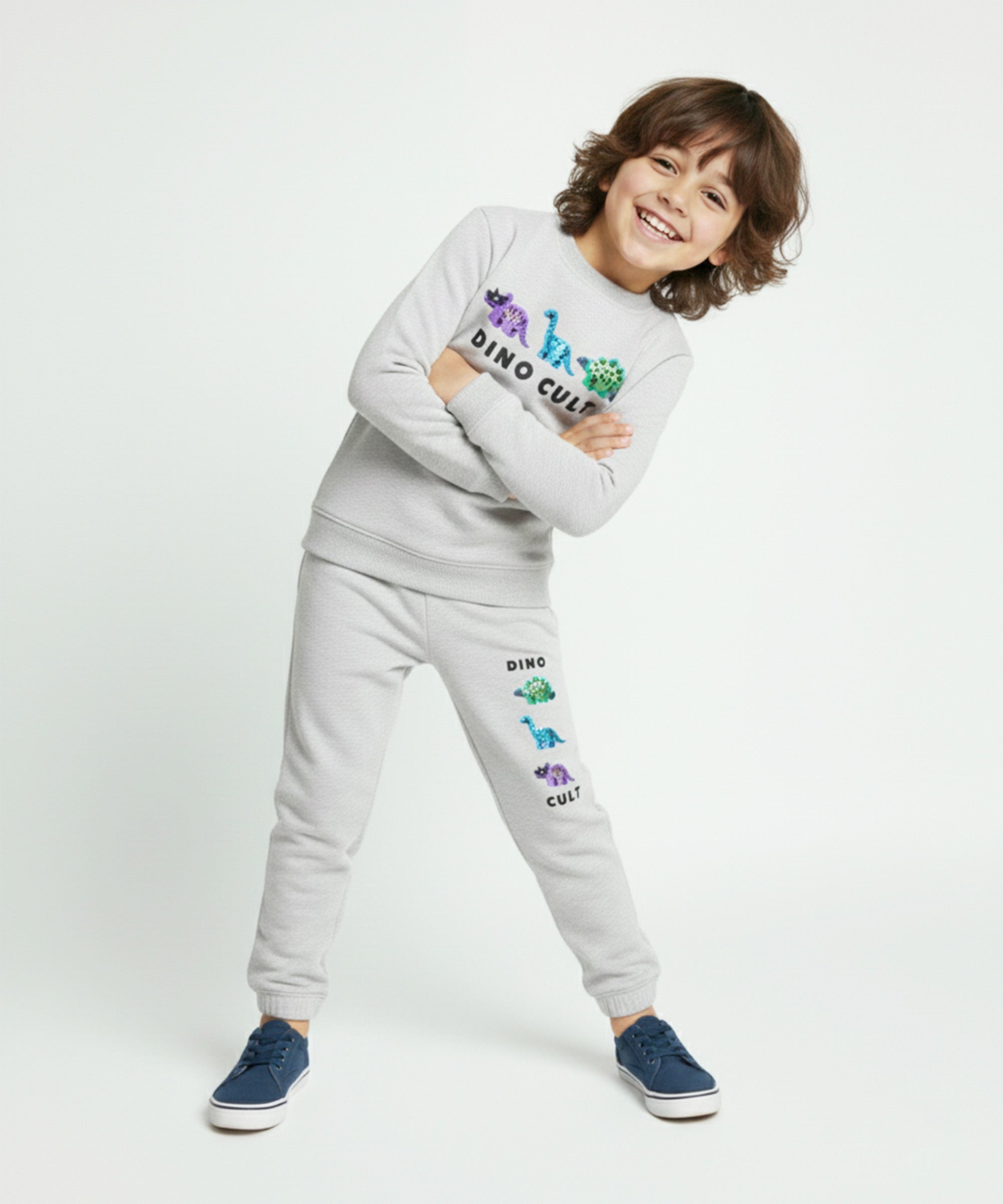 Boys & Girls Full Sleeve Sweatshirt & Pants | Grey Melange