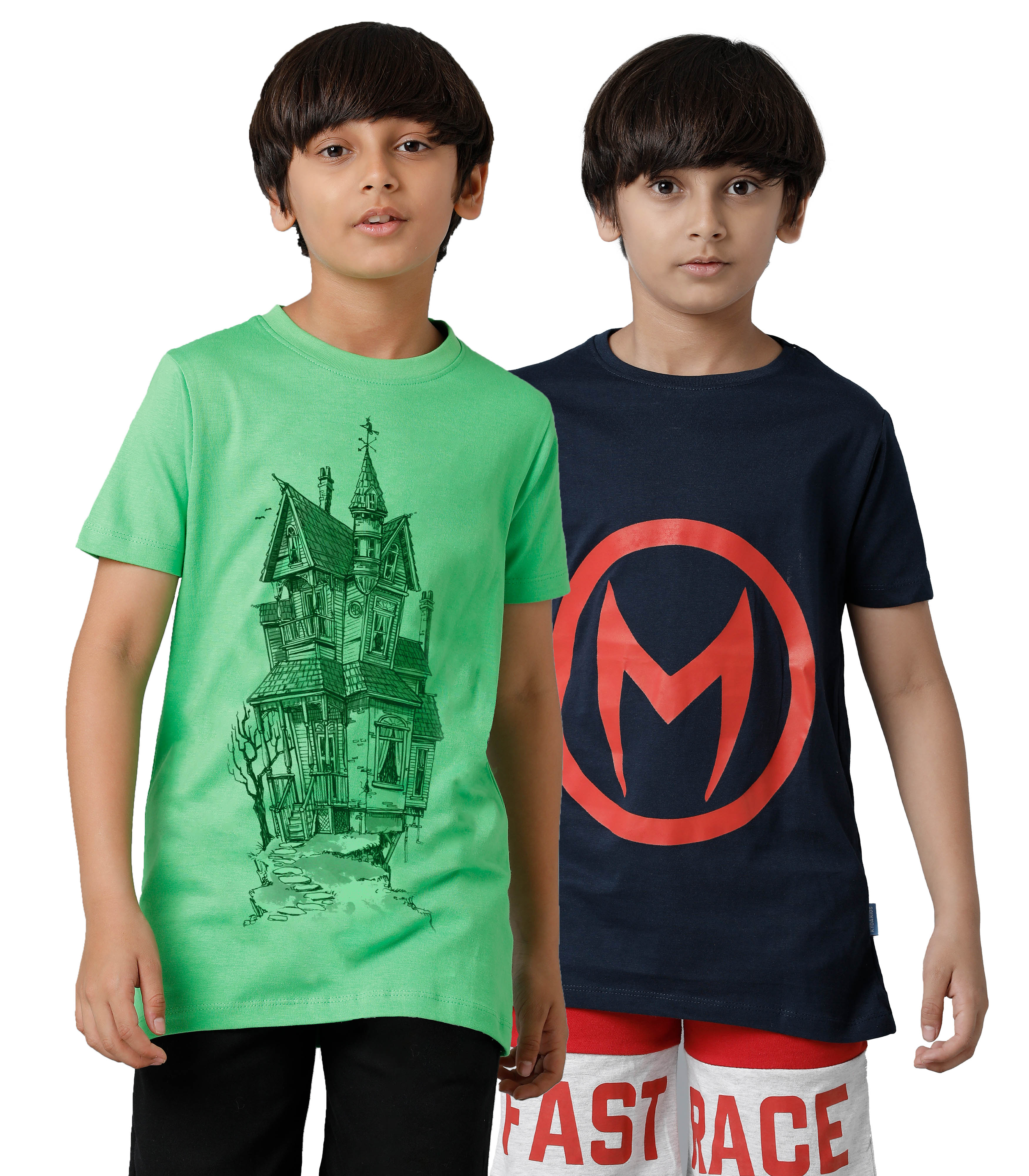 Boys Half Sleeve Pedal Printed Multicolor T-Shirts C4 (Pack of 2)