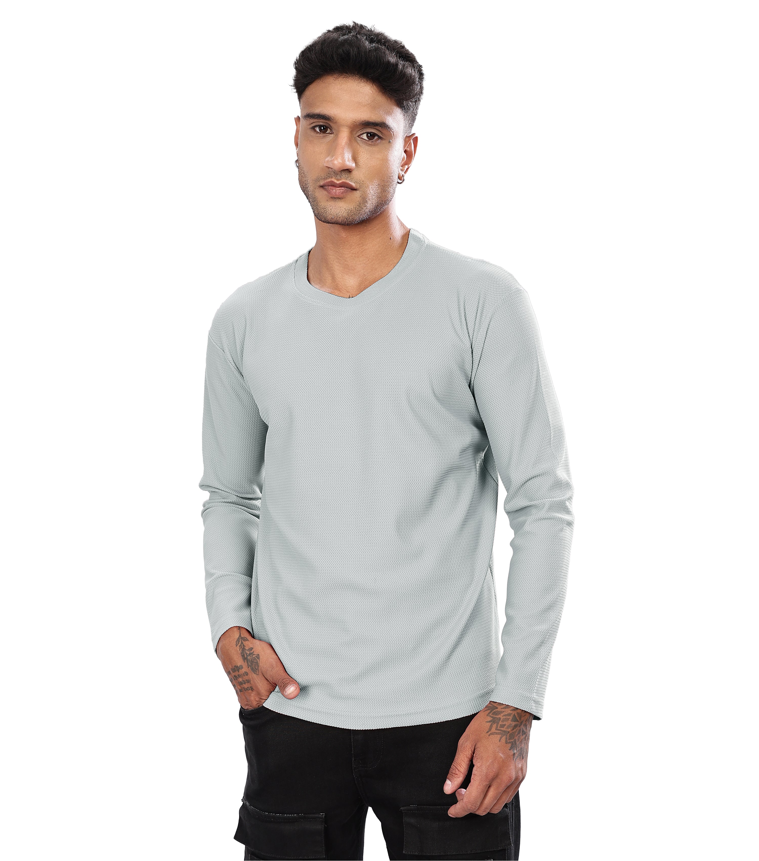 SHODOX® Men's Solid Polyblend Round Neck long Sleeve Regular fit T-shirt (Pack of 1)
