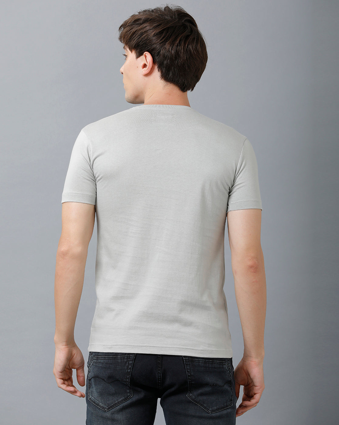 KYDA Men's 100% Cotton Printed Casual T-Shirts C1 - Grey