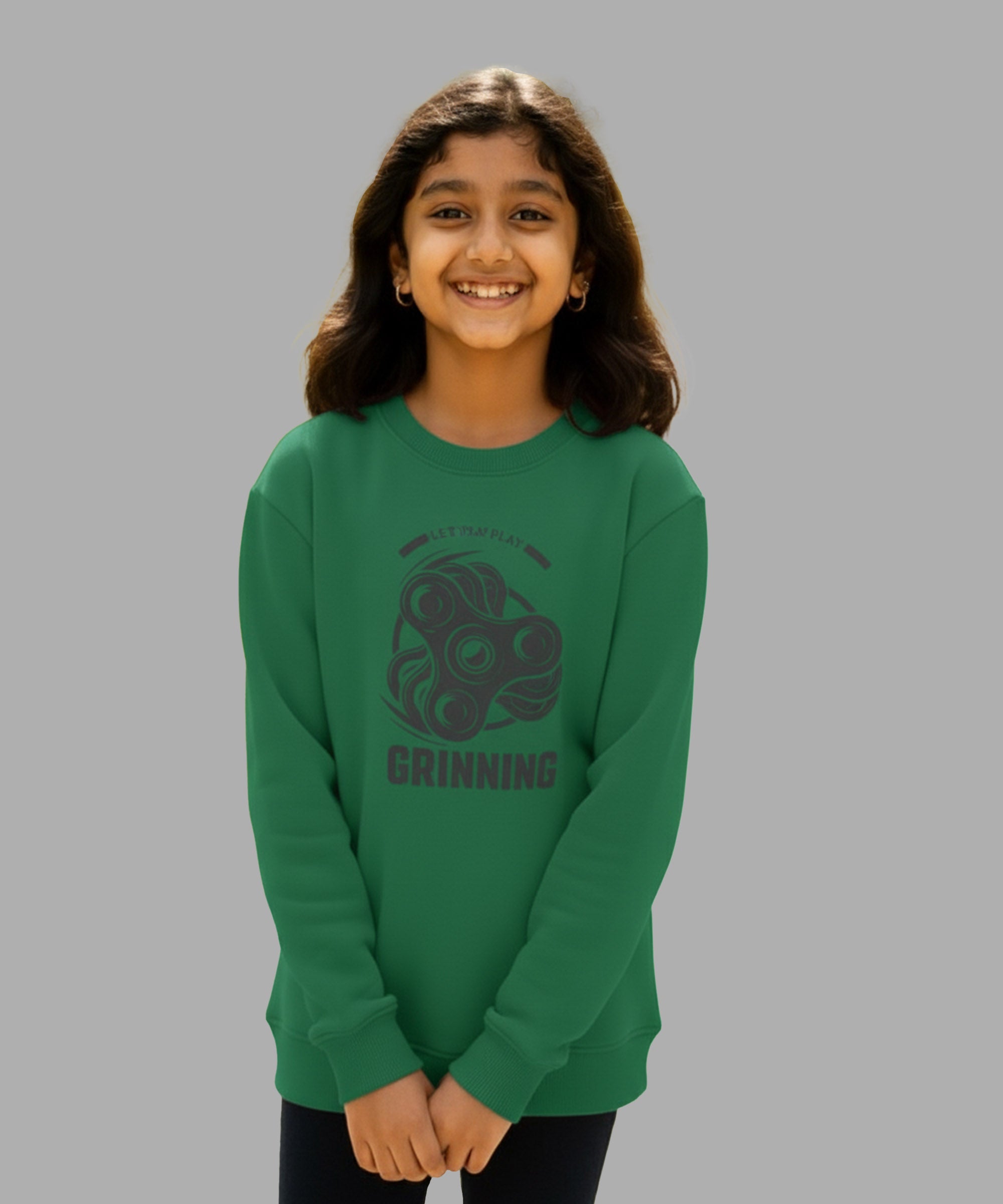 Girls Premium Cotton Printed Sweatshirt | Round Neck Full Sleeve | Regular Fit
