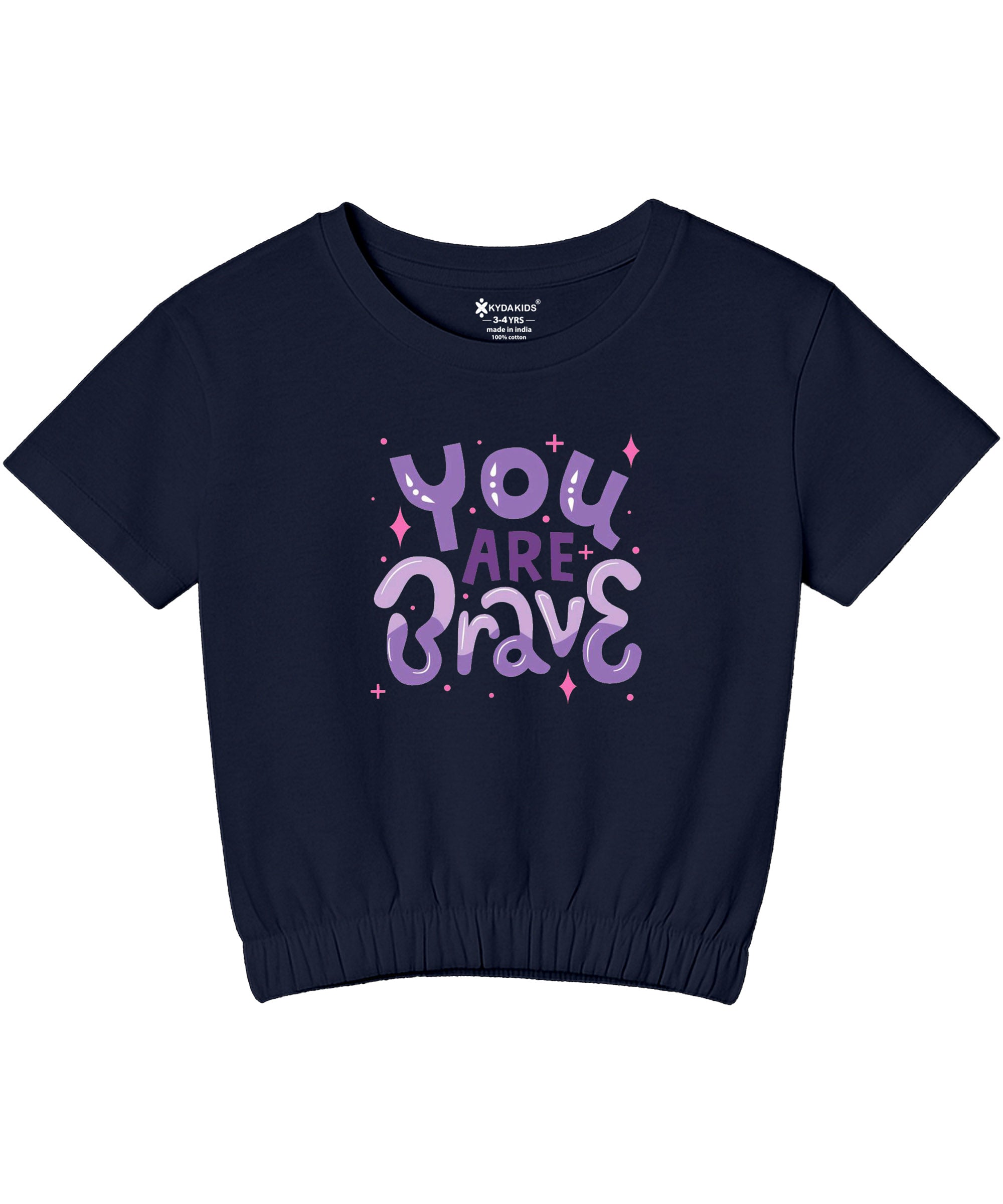 Girls1 00% Pure Cotton Regular fit Short Sleeve Printed Crop top T-Shirt -Combo 3