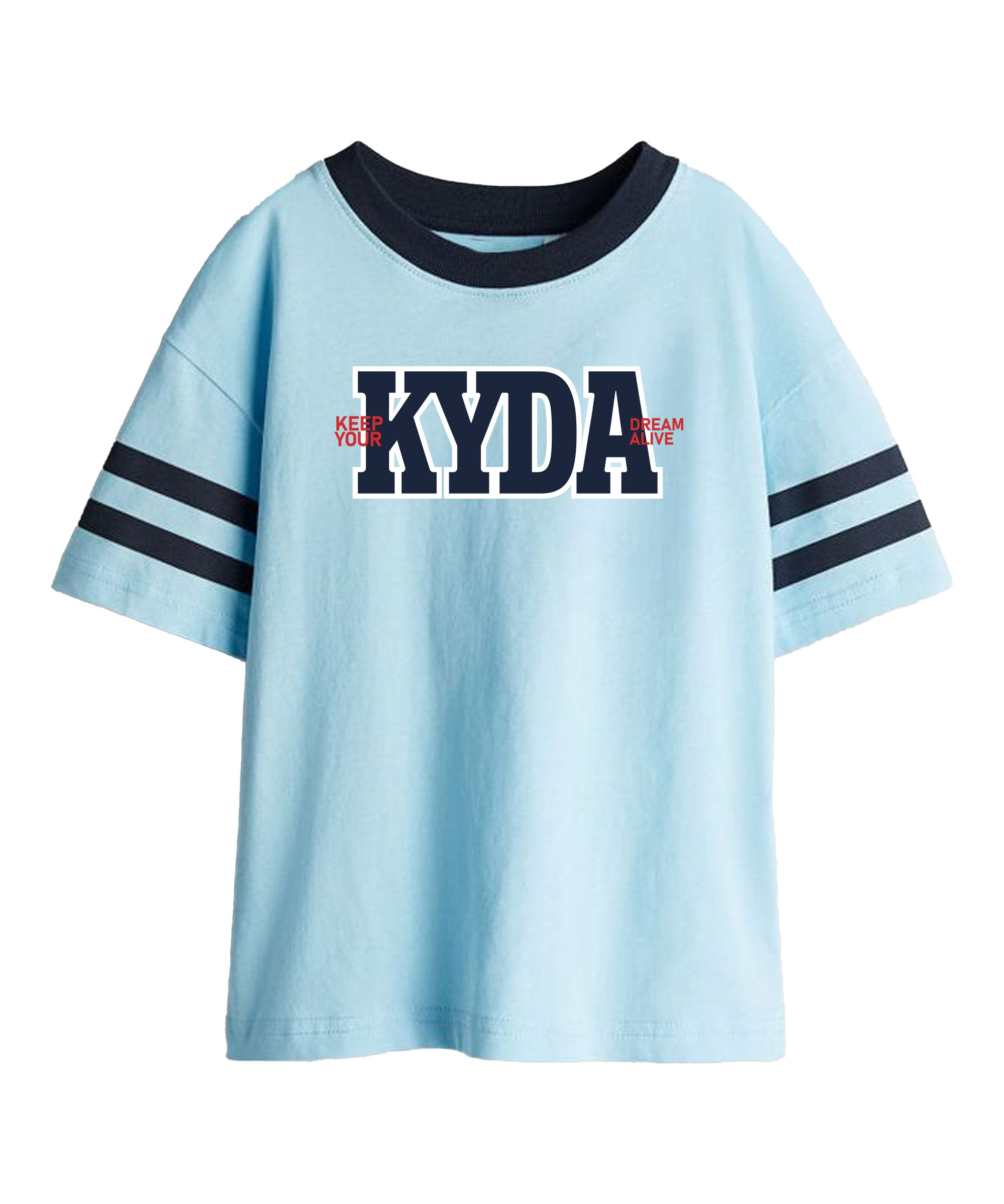 Boy's 100% Pure Cotton Premium Printed Light Blue Raglan Sleeve Tshirt and Shorts Set