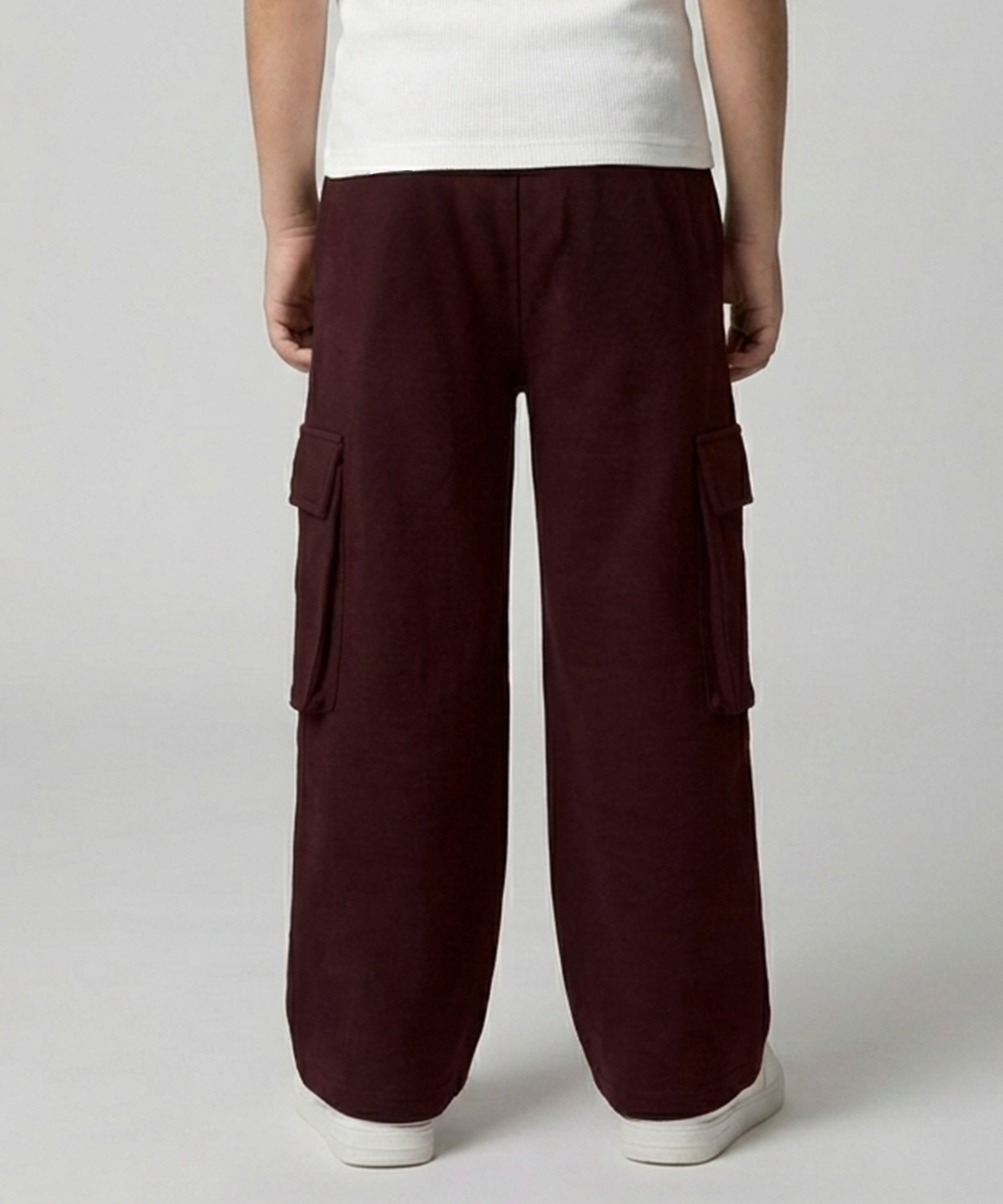 Boys Korean Style Cotton Cargo Pants | Maroon