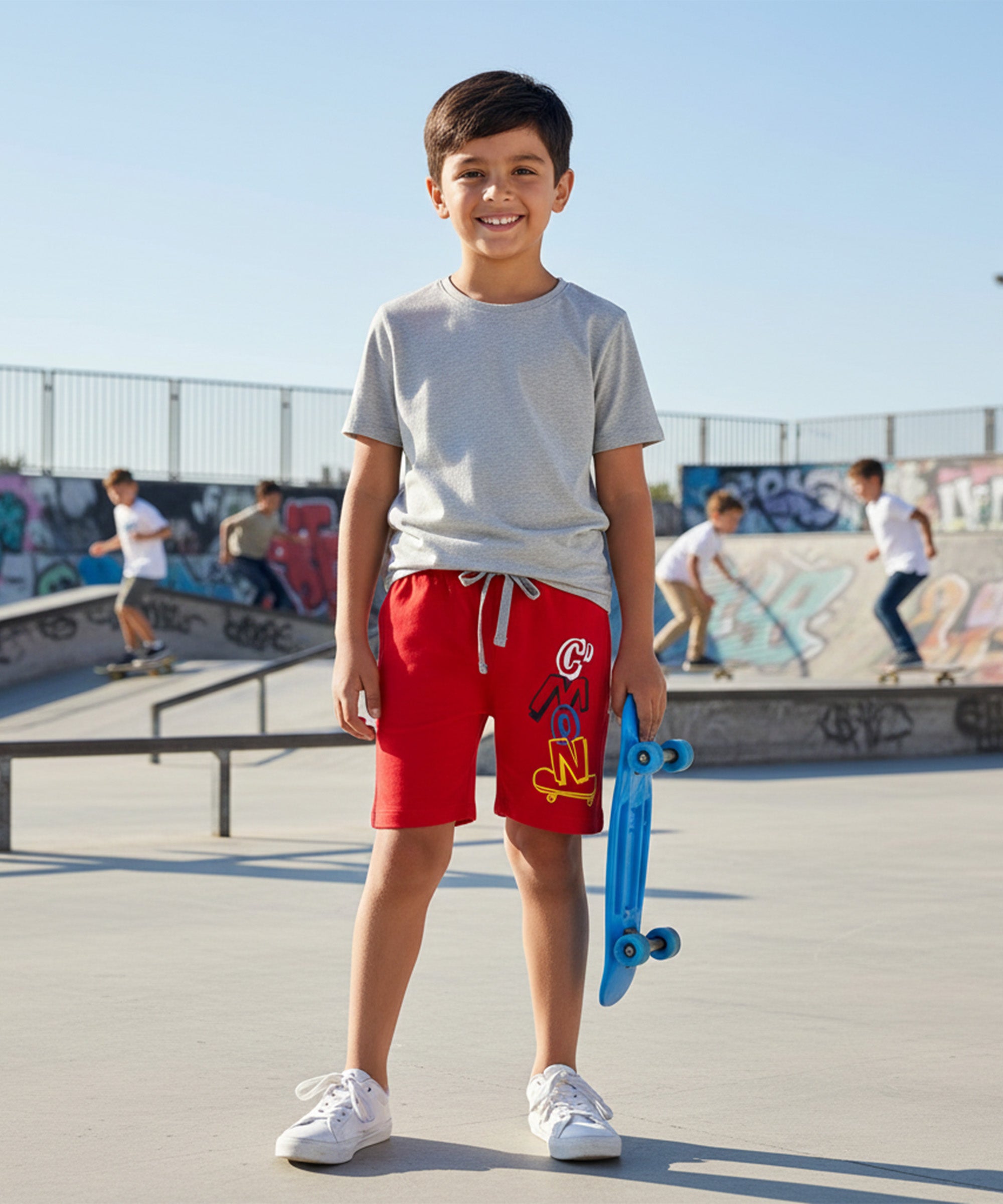 Kids Unisex Red-Melange Desert Printed Regular Fit Vintage Trousers (Pack of 2)