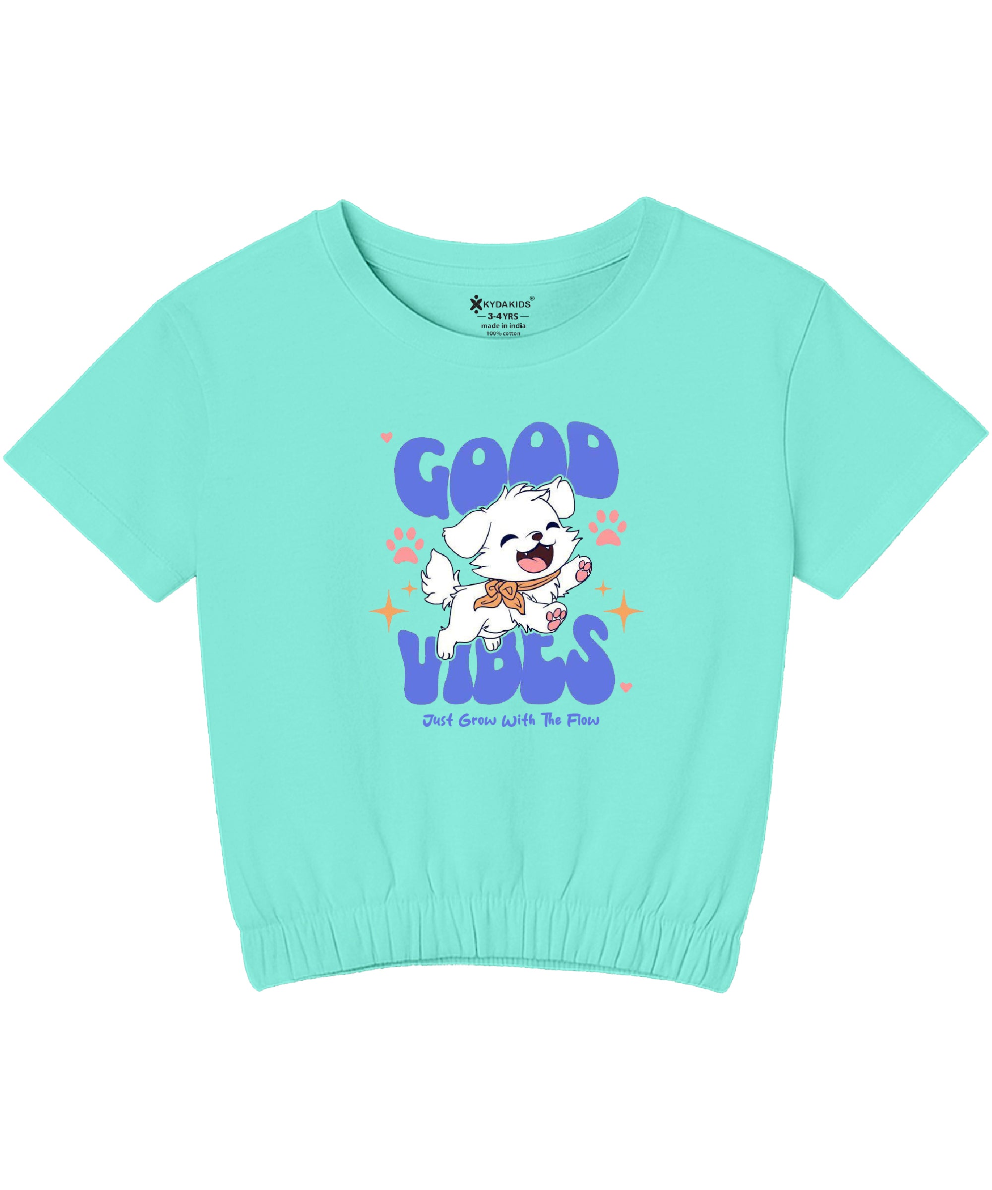 Girls1 00% Pure Cotton Regular fit Short Sleeve Printed Crop top T-Shirt -Combo 3