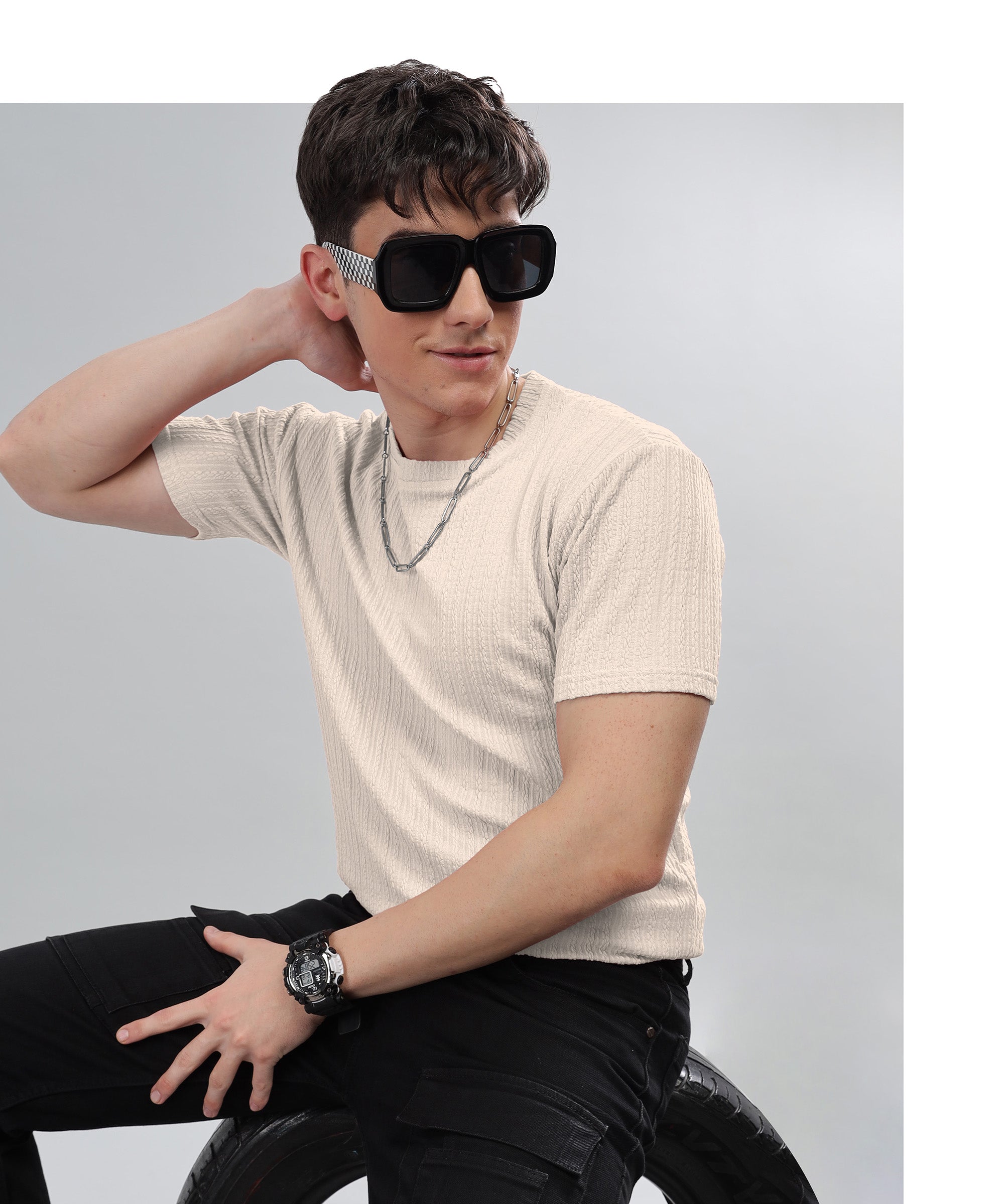 Textured T-Shirt: Regular fit