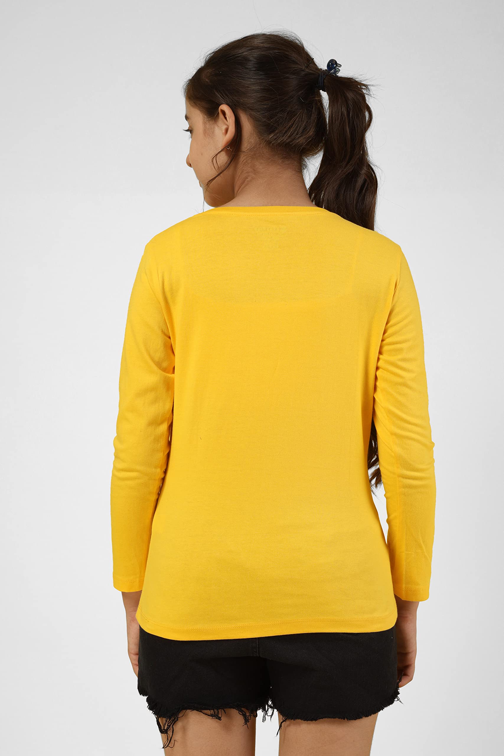 Girls Cotton Printed Full Sleeve T-Shirt - Yellow (Pack of 3)