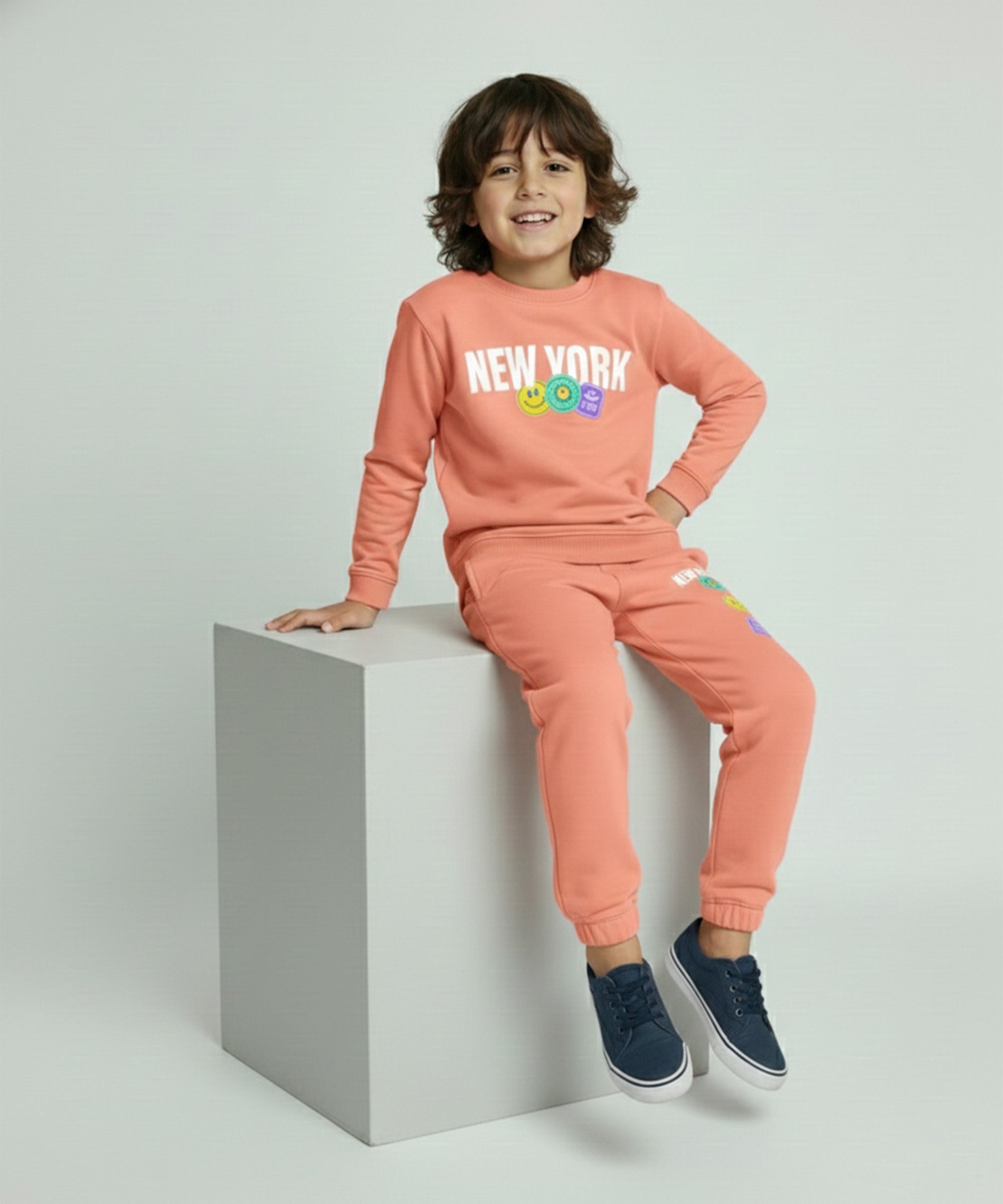 Boys & Girls Full Sleeve Sweatshirt & Pants | Orange