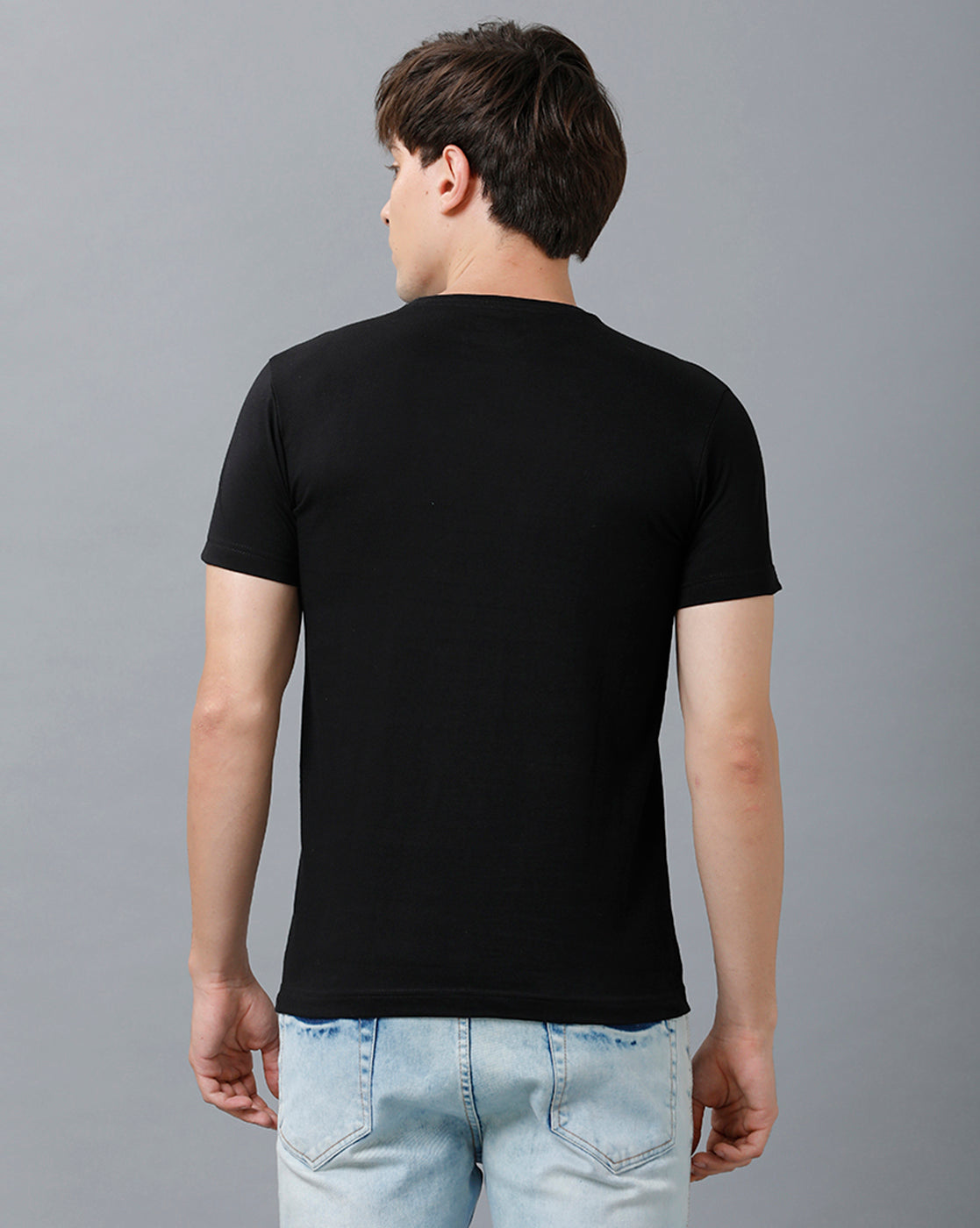 Men's 100% Cotton Printed Casual T-Shirts C1 - Black