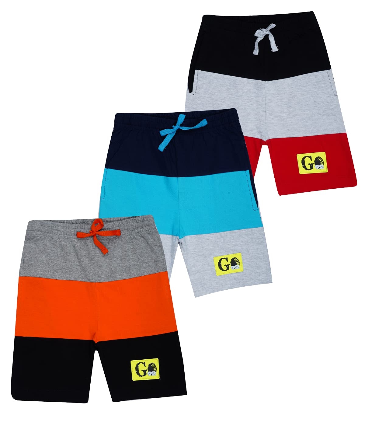 Kids Unisex Multicolor Cotton Printed Three Cut Shorts Multicolor (Pack of 3)